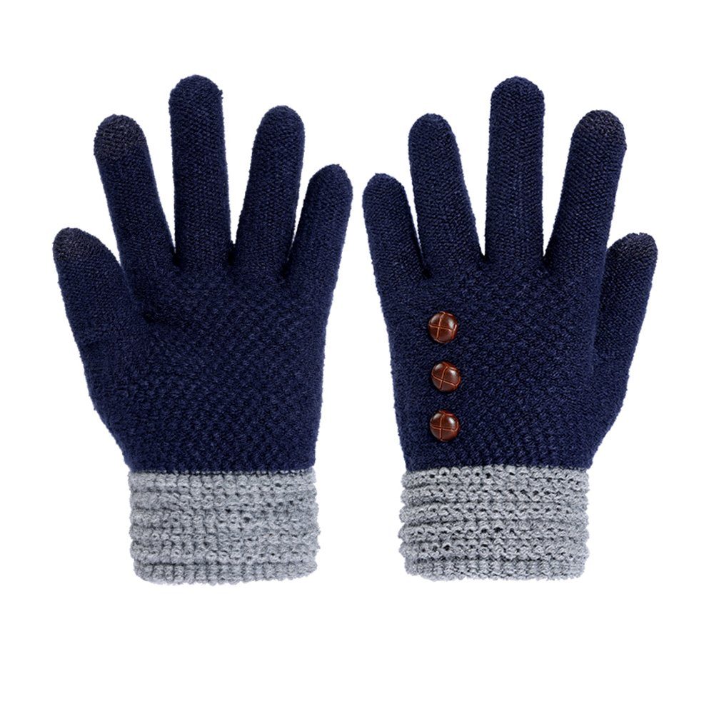 LAPA HOME Strickhandschuhe Damen Touchscreen Winterhandschuhe Warme Elastizität Sporthandschuhe (Paar) Outdoor Strick Handschuhe für Täglich, Radfahren und Freizeit Marineblau-3