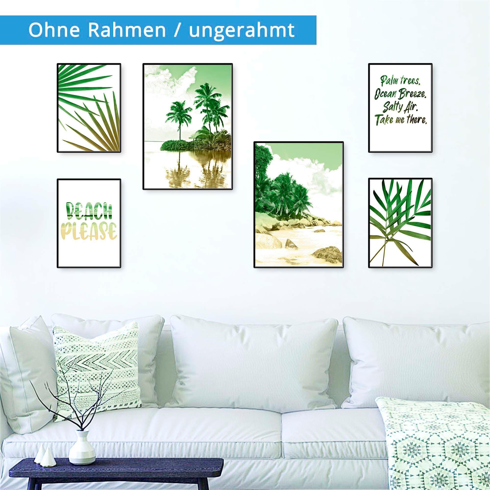 Artland Poster Palmen, Strand & Meer, Bäume (6 St), Poster, Wandbild, Bild,  Wandposter