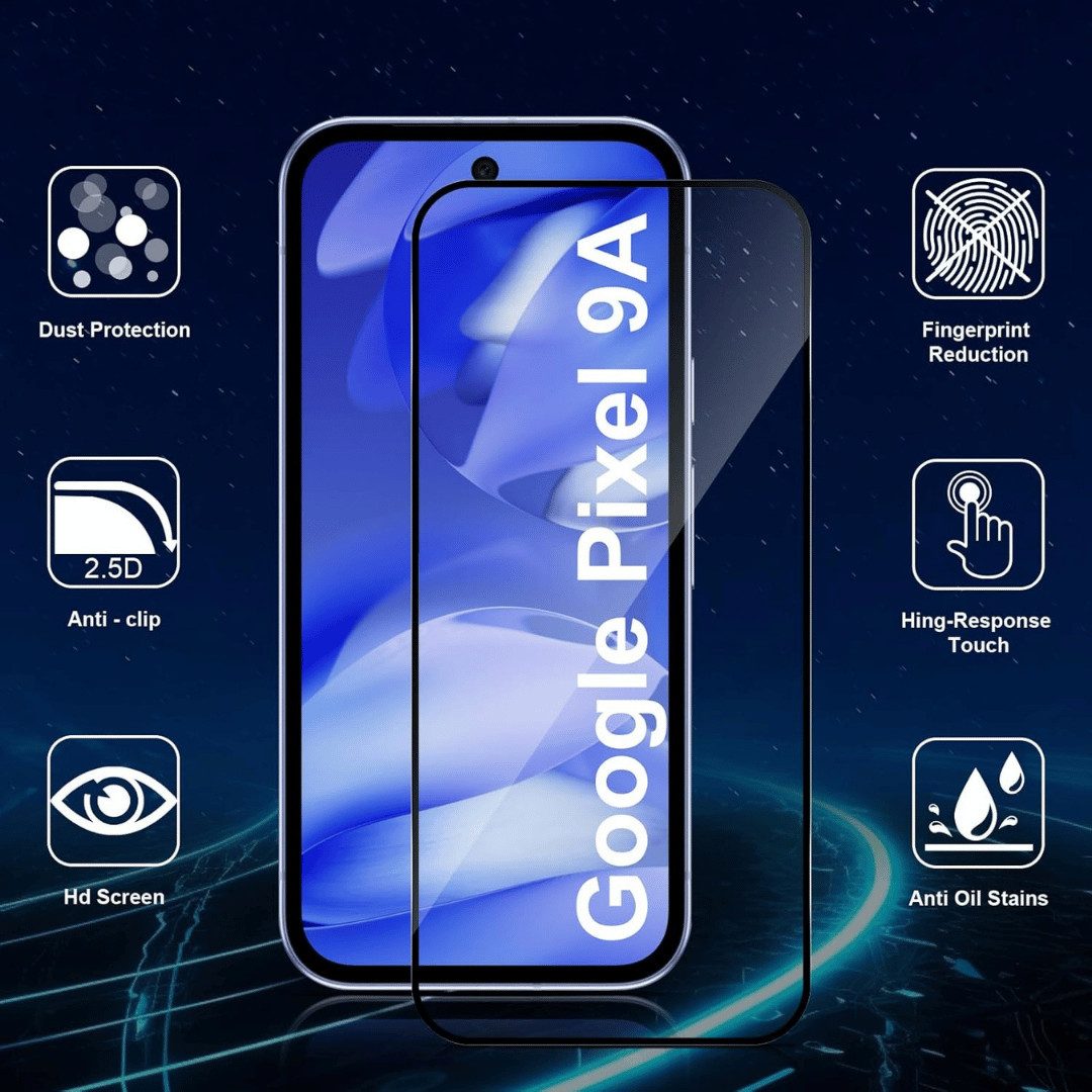 SmartUP Displayschutzglas 2X Schutzglas für Google Pixel 9A Display Panzerfolie Full Screen 9H für Für Google Pixel 9A, kompletter Rundumschutz – Bild 2 von 5