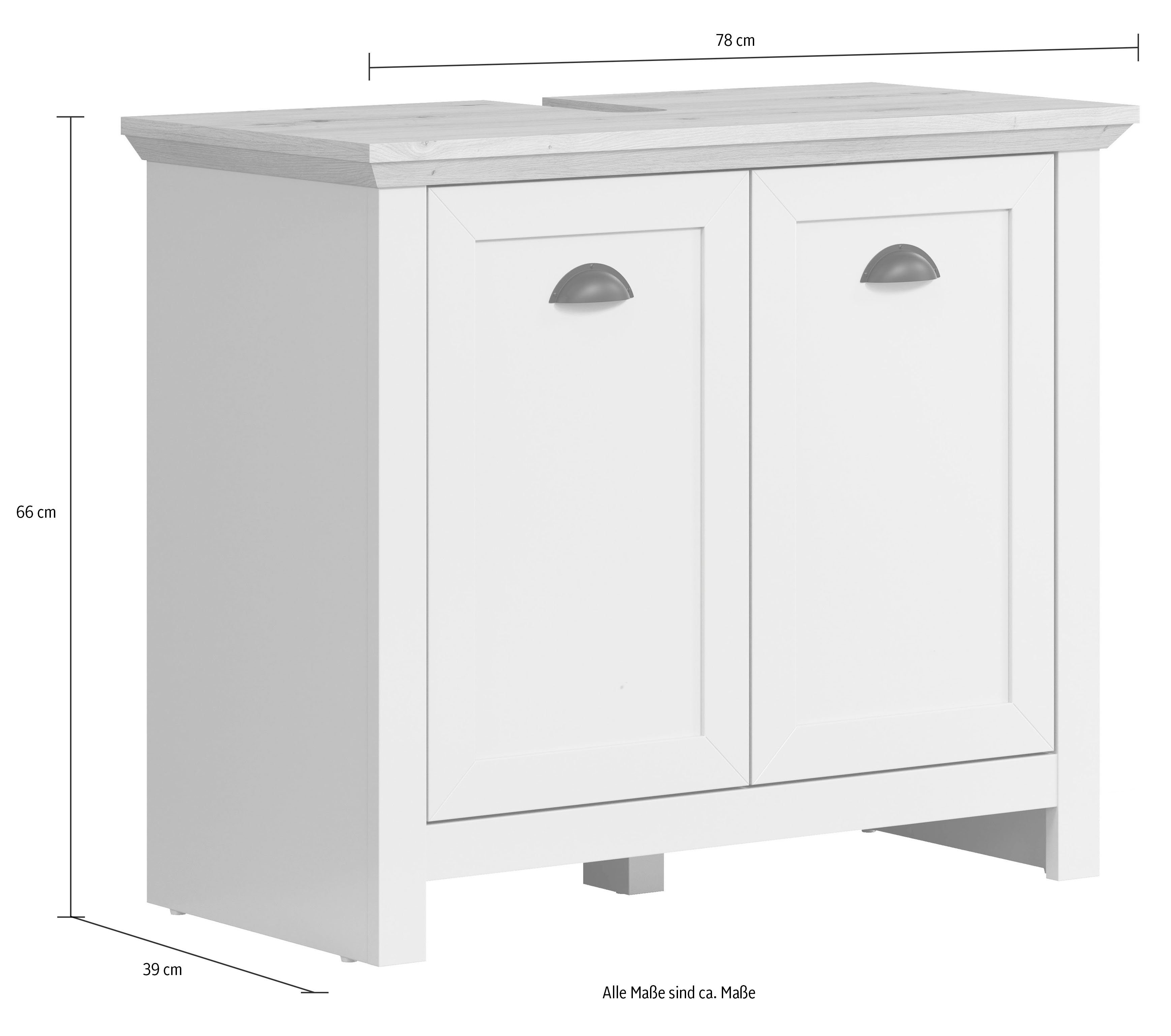 Home Artisan Eiche / NB matt, Waschbeckenunterschrank und hellgrau, affaire 39 78 cm 66 / ca. B/H/T: