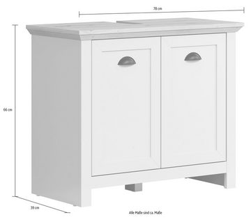 Home affaire Waschbeckenunterschrank Artisan Eiche NB und hellgrau, matt, B/H/T: ca. 78 / 66 / 39 cm