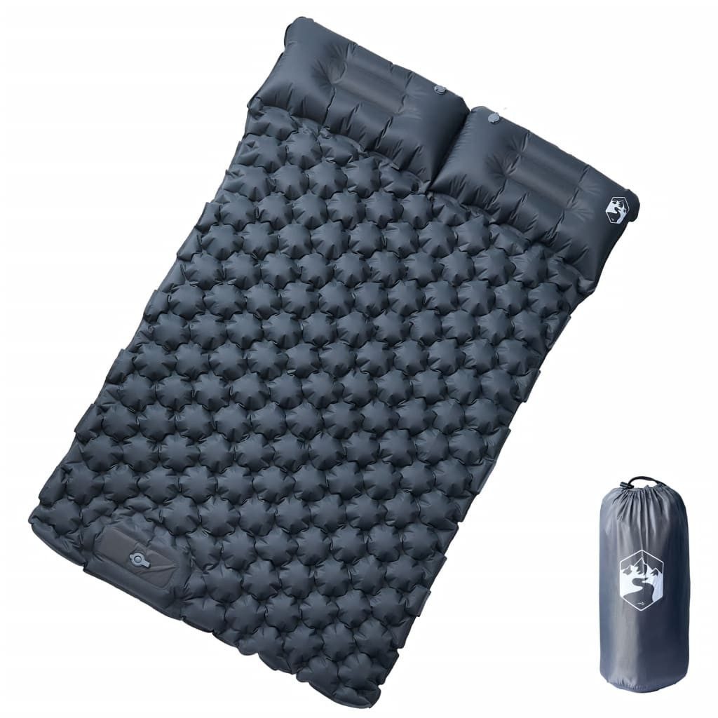 vidaXL Luftbett Doppel-Isomatte mit Kissen Selbstaufblasend Grau Camping Ou günstig online kaufen