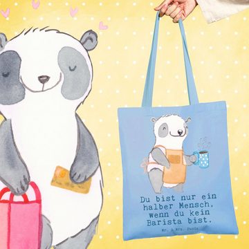 Mr. & Mrs. Panda Tragetasche Barista Herz - Sky Blue - Geschenk, Beutel, Einkaufstasche, Eröffnung (1-tlg), Lange Tragegriffe