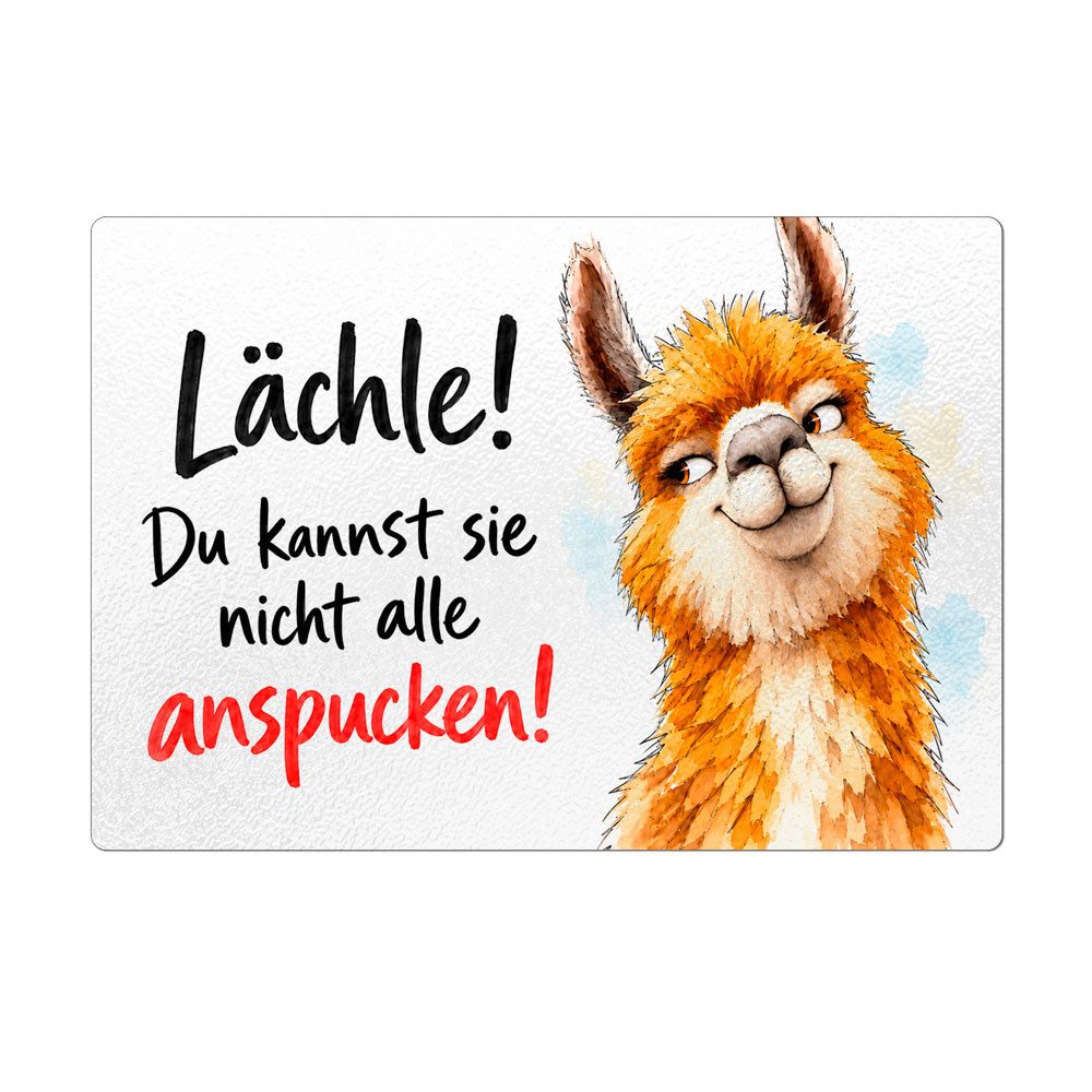 Cadouri Frühstücksbrett 'Lächle!' - Glasschneidebrett mit Motiv, Frühstücksbrettchen, Glas, (1-St., 1 Schneidebrettchen mit 4 rutschhemmenden Gummifüßchen), Glasbrettchen mit strukturierter Oberfläche und abgerundeten Ecken