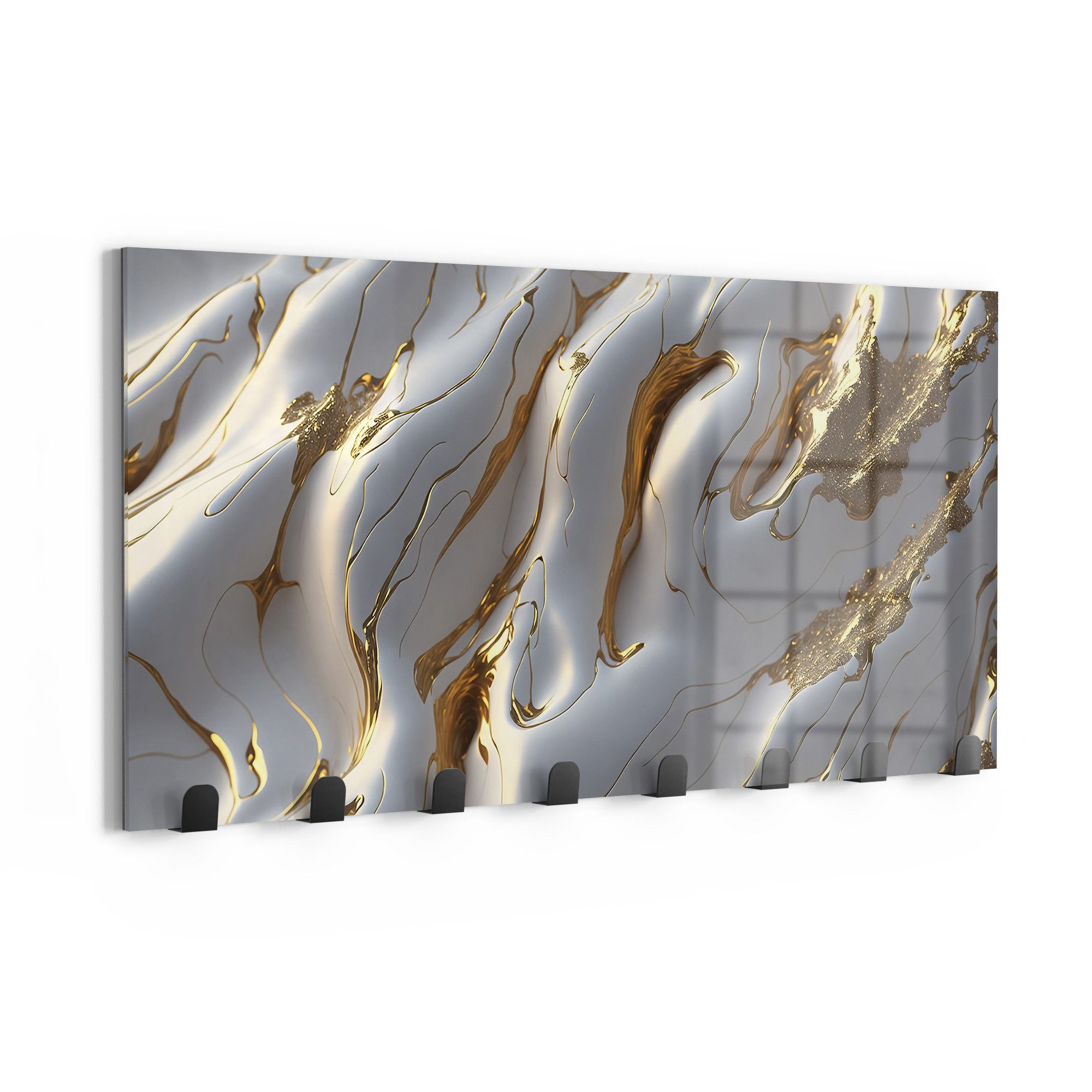 DEQORI Kleiderhaken 'Goldene Wellen', Glas Garderobe Paneel magnetisch beschreibbar