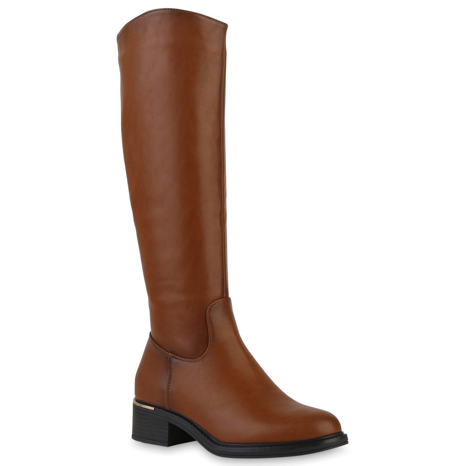 VAN HILL 840749 Stiefel Damen Leicht Gefütterte Klassische Stiefel Holzoptikabsatz