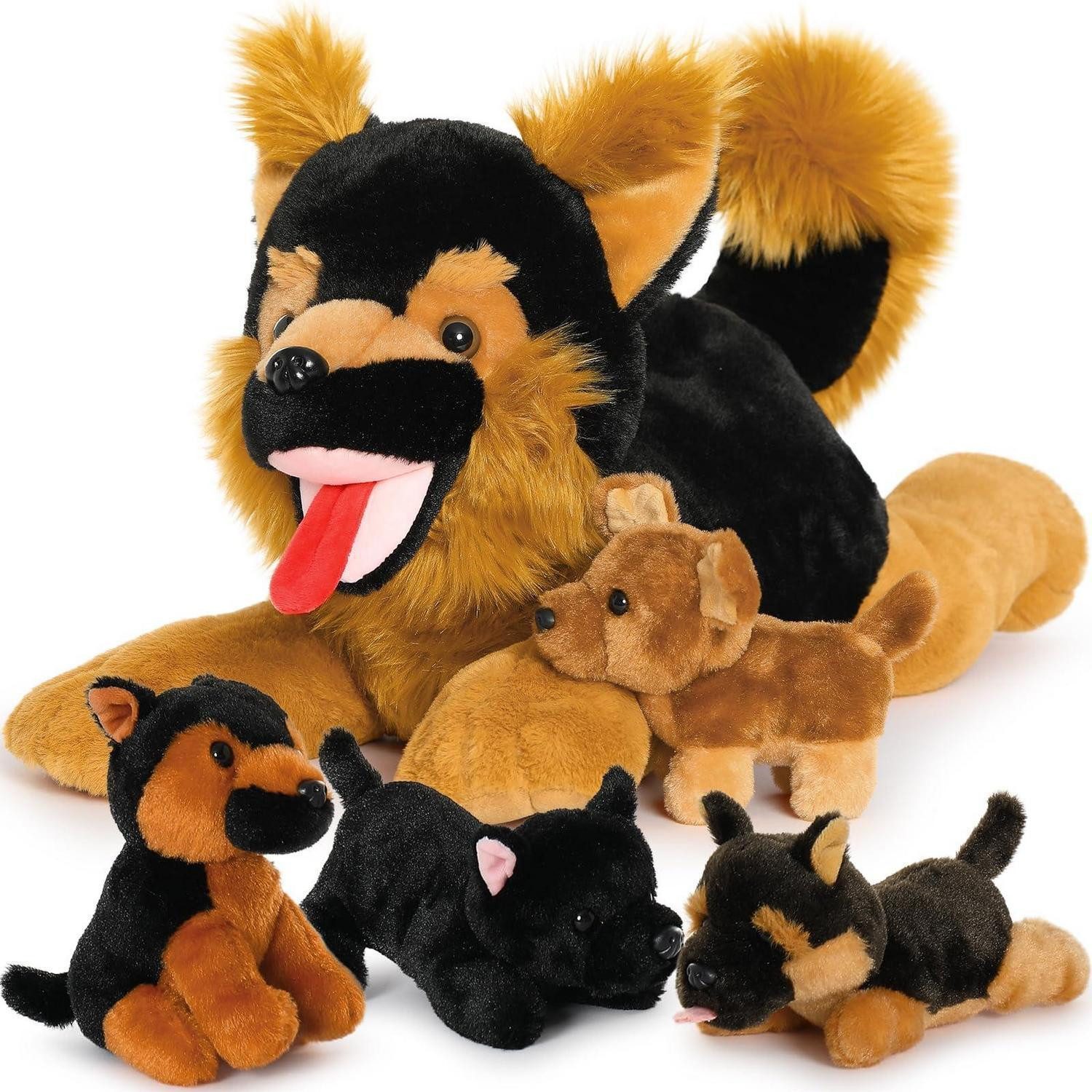 LuxusKollektion Kuscheltier Plüschtier Schäferhund Welpen Bauch 50cm Geschenk Darkbrown-black