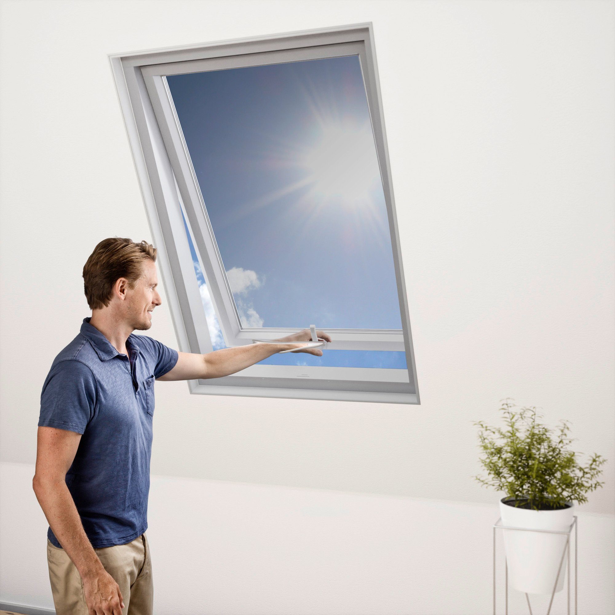 Insektenschutzrollo für Dachfenster, Windhager, transparent, Haftfix, BxH:  130x150 cm