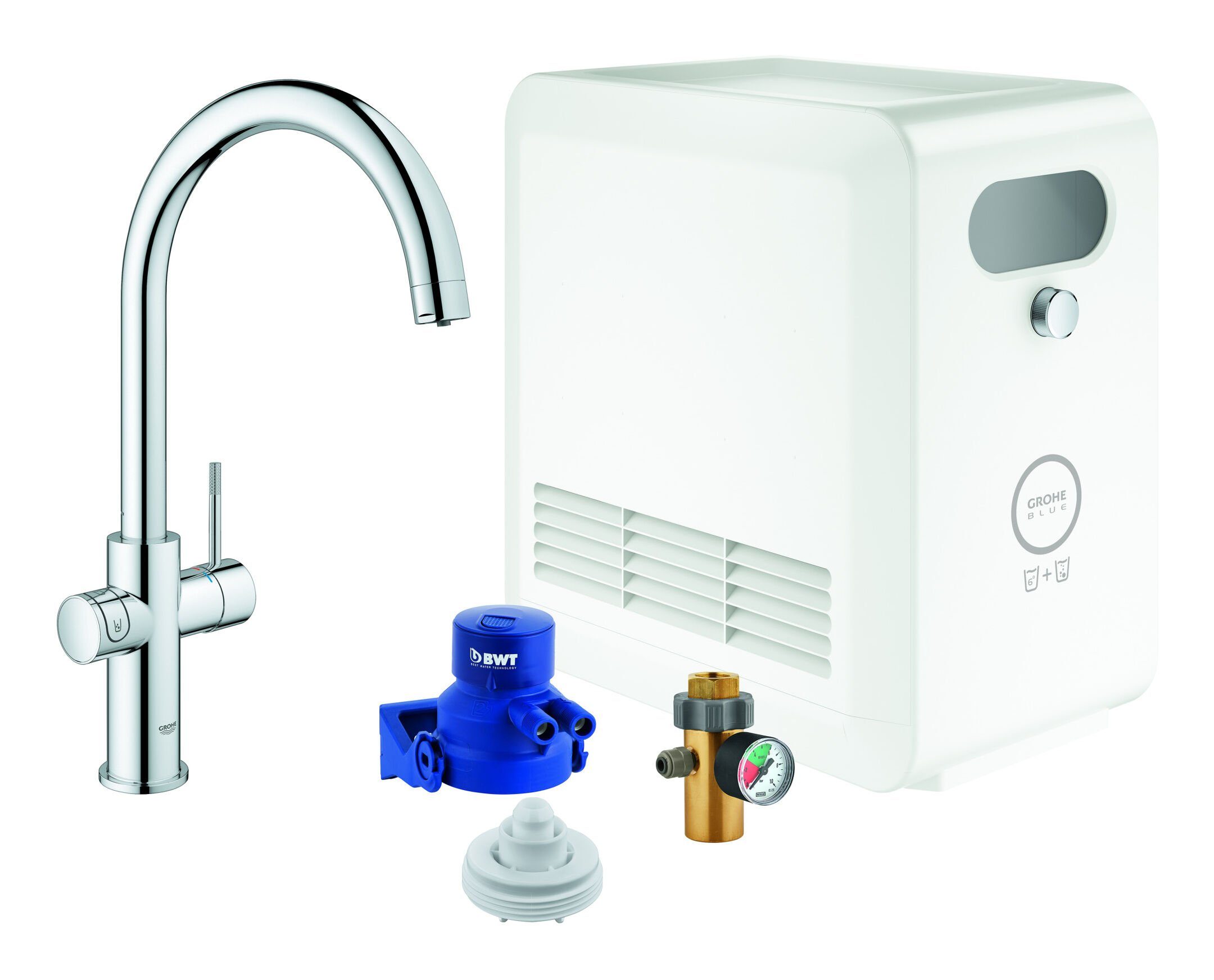 Grohe Küchenarmatur Blue Professional Starterkit Spültischarmatur mit C-Auslauf