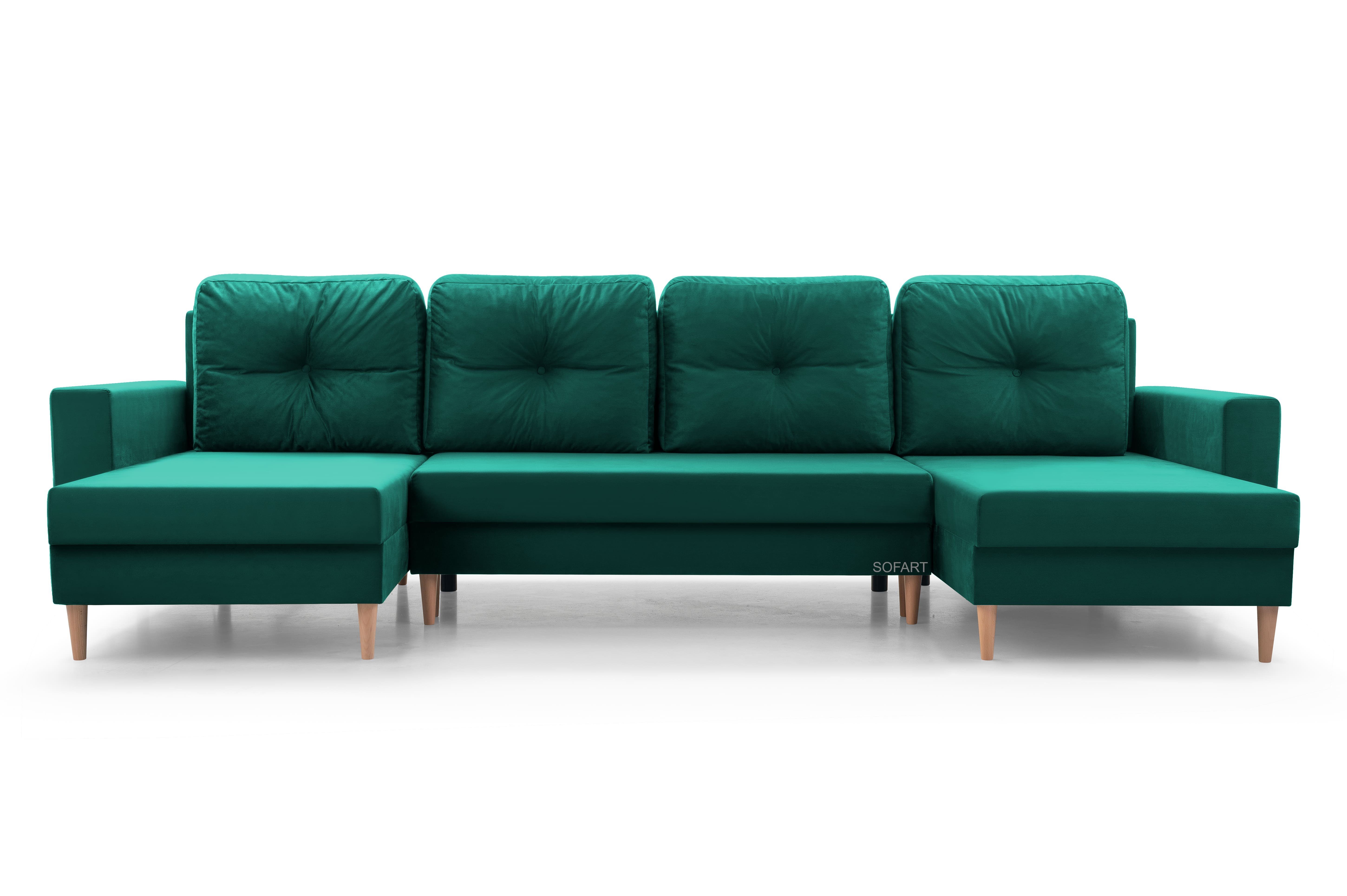 MOEBLO Schlaffunktion Bettkasten mit U-Form Couch U-Sofa Ecksofa 37 Wohnlandschaft mit Carl MANILA Sofa cm, 300x137x84 Schlaffunktion mit und U, Polsterecke - Bettkasten - Meeresblau Eckcouch