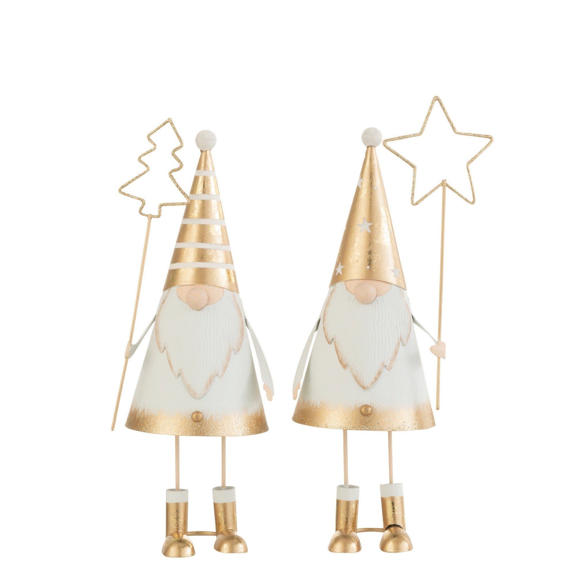 Höhe GILDE Baum mit Metall-Set Set Stern & Weihnachtsmann Dekoobjekt 2 2er Weißgoldenes