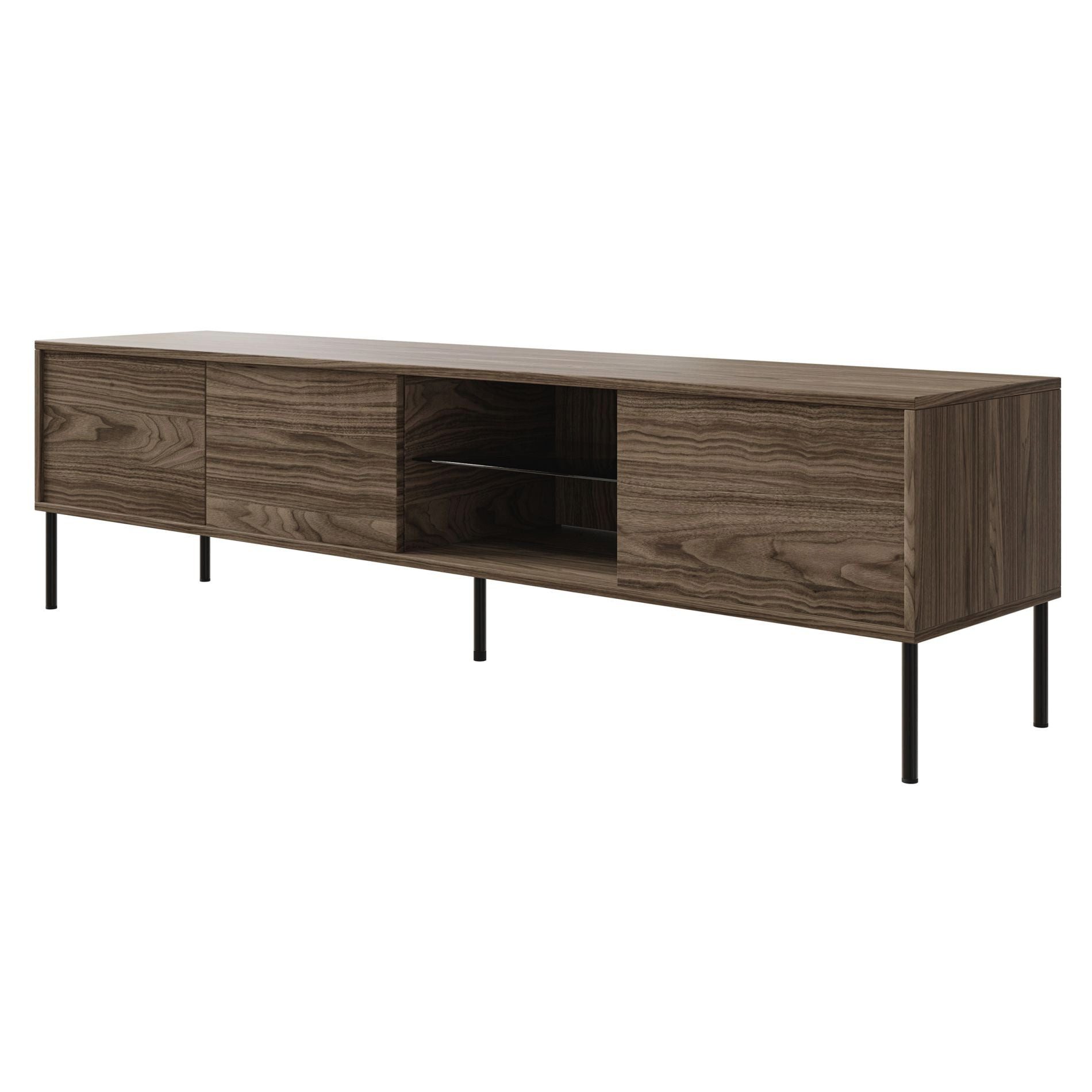 Selsey TV-Schrank MODITY TV-Möbel 3-türig mit Push-to-Open, Glasablage & LED-Licht, 175 cm