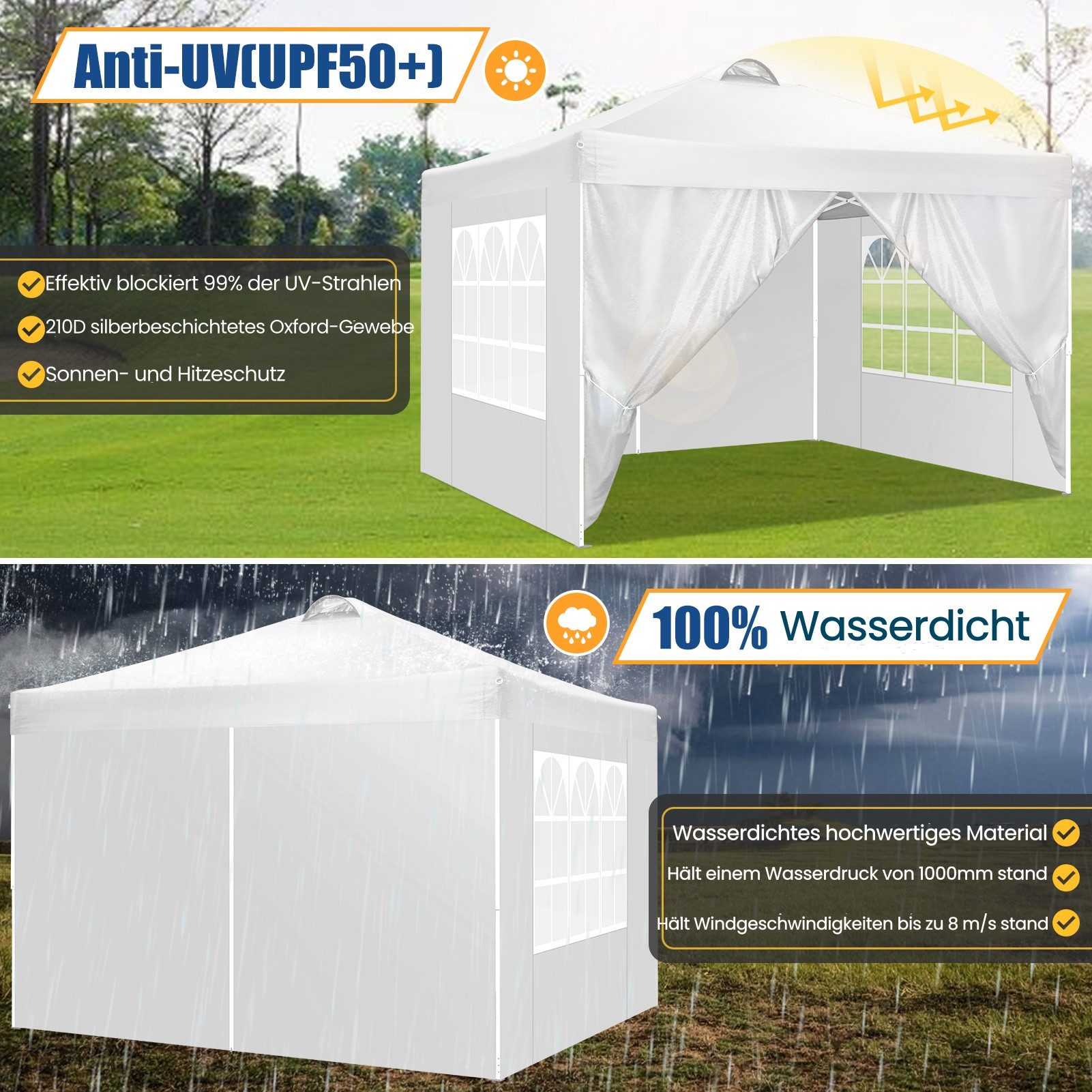 LUCKZON Pavillon 3x3 Pavillon Wasserdicht Pop günstig online kaufen
