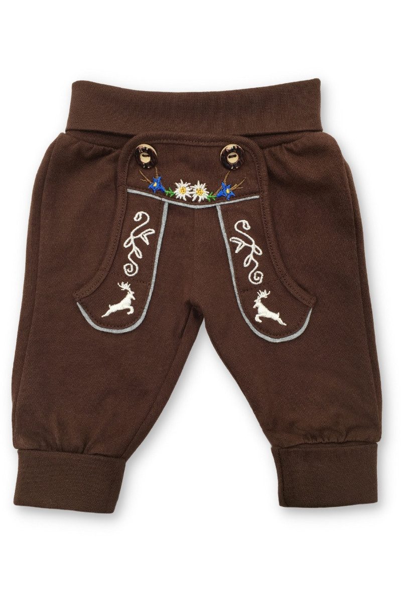BONDI Trachtenkleid Trachtenhose Baby/Kleinkind - BLUMEN/HIRSCHE - braun