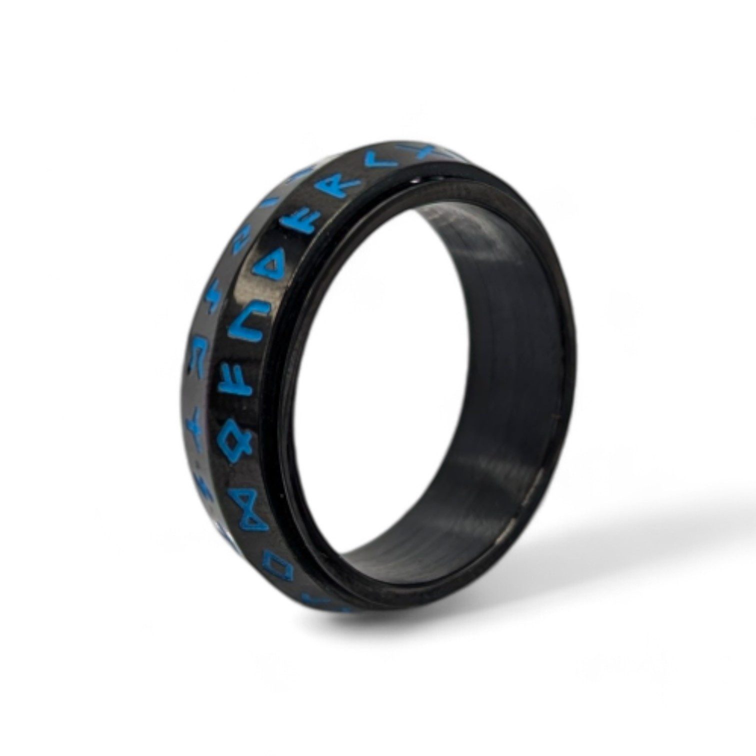 Eyecatcher Fingerring Drehbarer Edelstahlring mit leuchtenden Runen gegen S günstig online kaufen