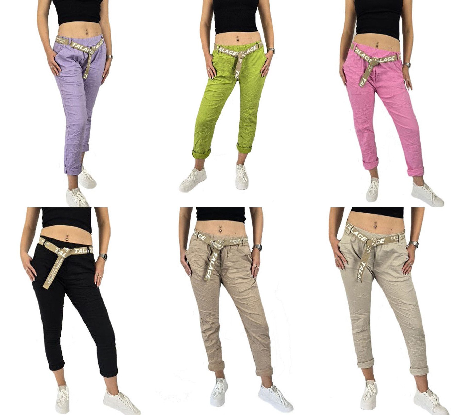 Sa-Lucca Jogger Pants Damen Casual Jogpants Bequeme Stoffhose mit elastischem Bund & Gürtel Elastikbund