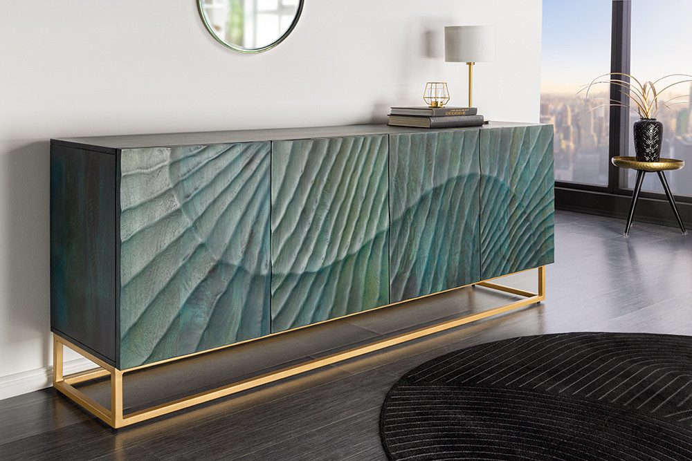 riess-ambiente Sideboard SCORPION 180cm türkis / gold · Anrichte aus Mango- günstig online kaufen
