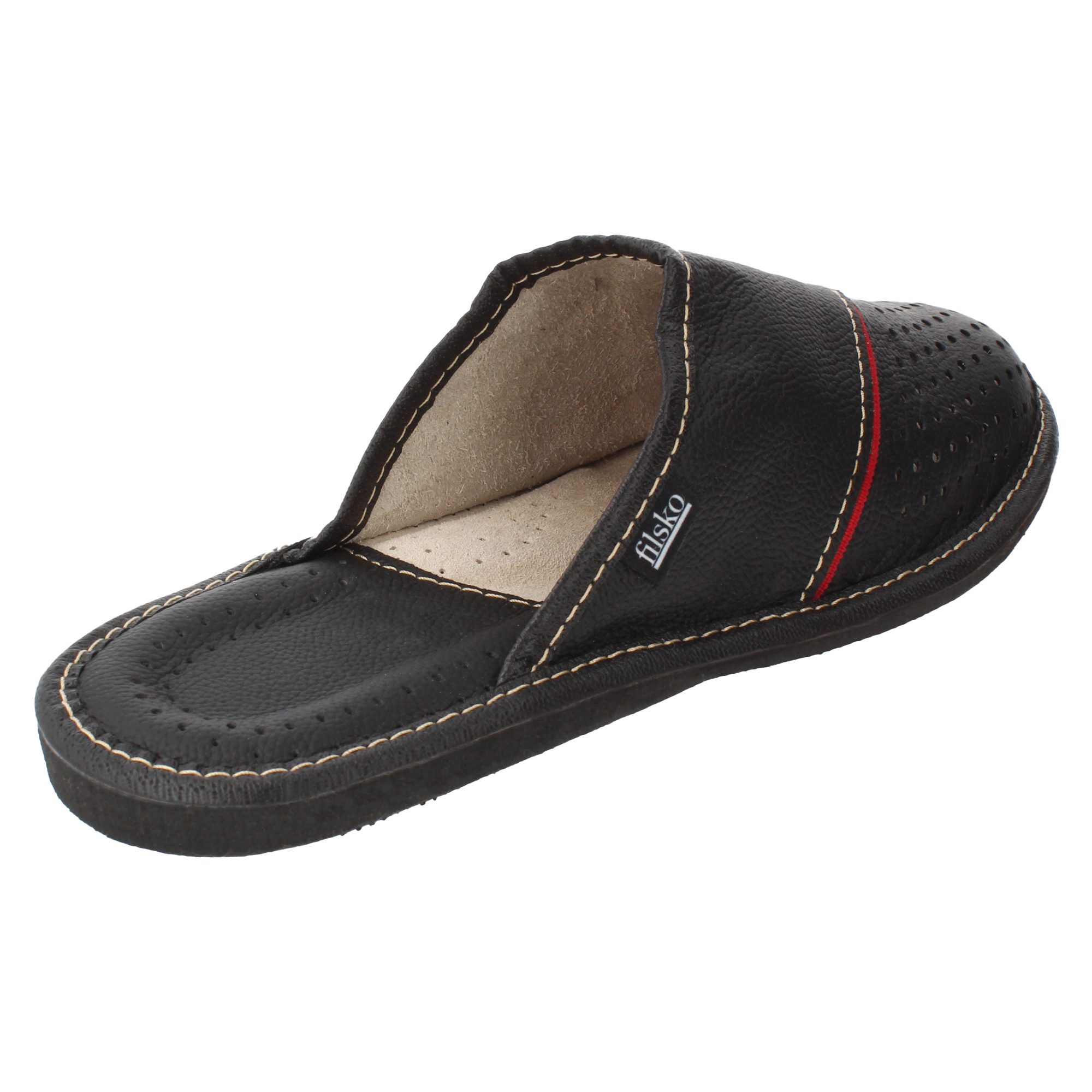 filsko Levice Herren Hausschuh Open-Toe, Slip-On, offene Hausschuhe, Pantoletten, Leder Hausschuhe