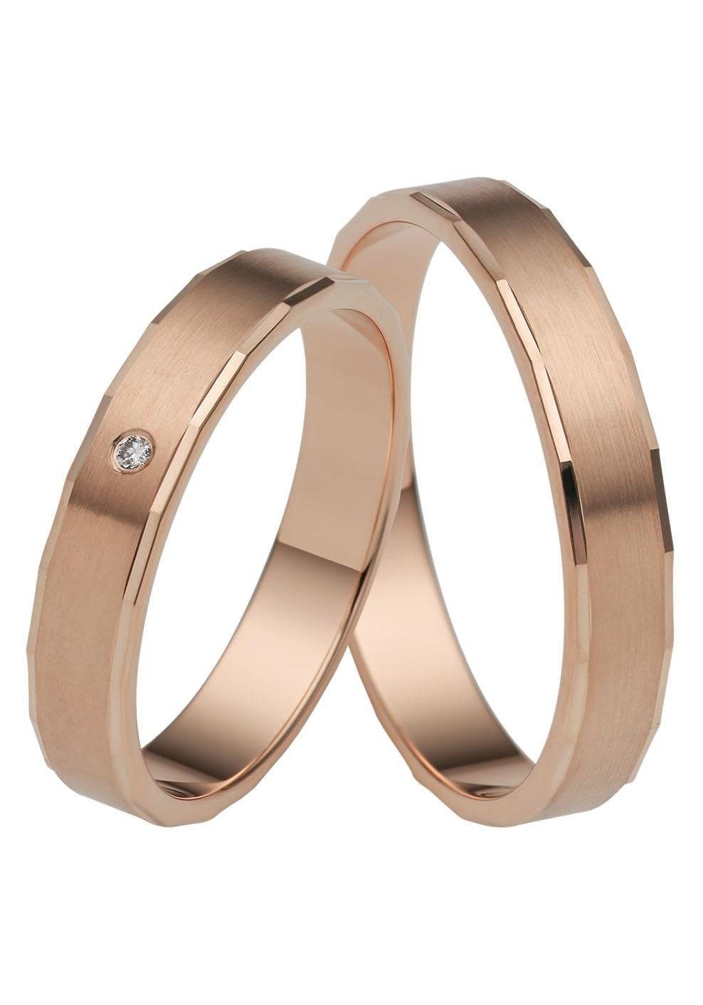 Firetti Trauring Schmuck Geschenk Gold 375 Hochzeit Ehering "LIEBE", Made in Germany - mit o. ohne Brillant/Diamant roségoldfarben
