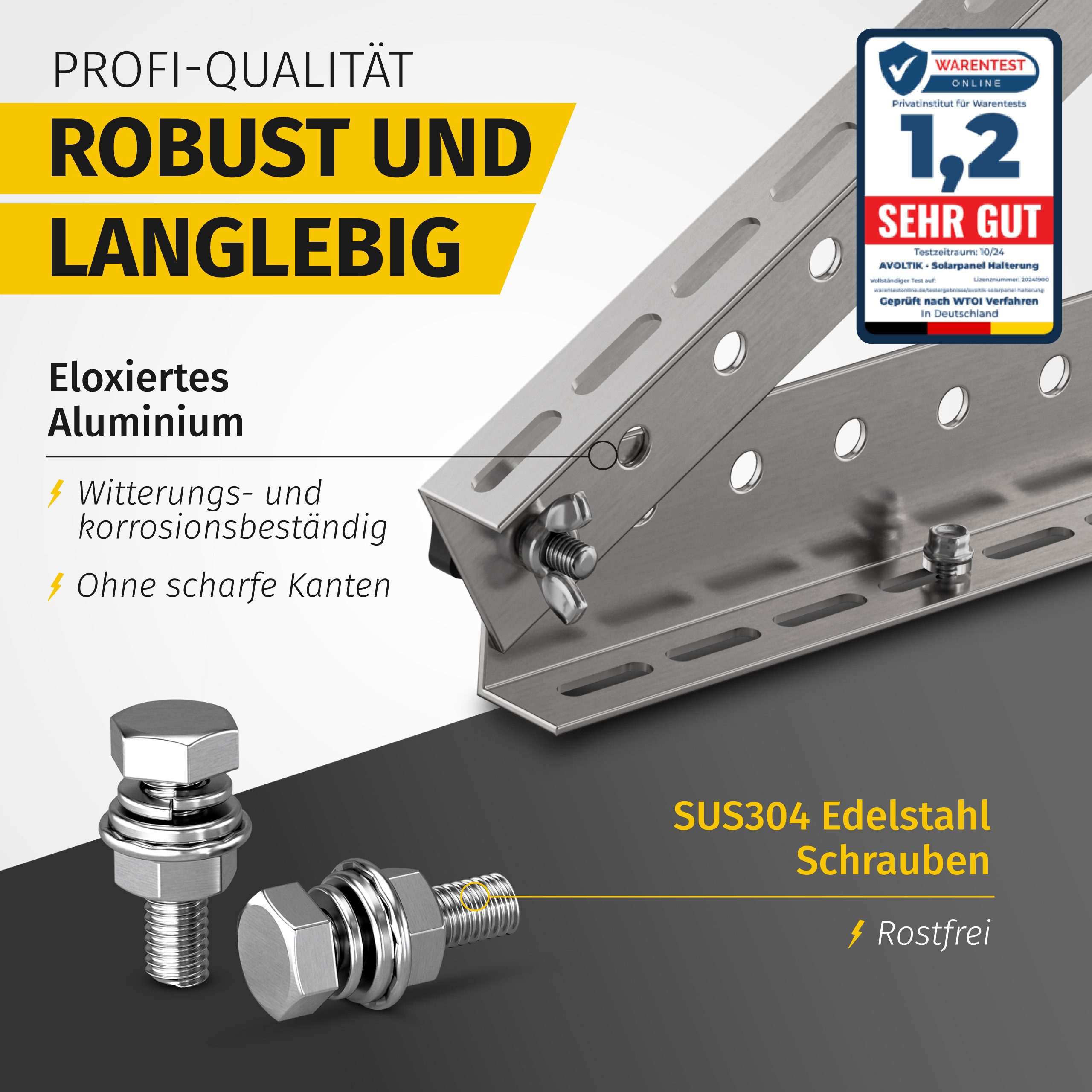 avoltik Solarmodul-Halterung Solarmodul Halterung für Flachdach Wand 0°-90° Alu Aufständerung, (Solarmodul Halterung für Flachdach Wand 0°-90° Alu Aufständerung, Solarmodul Halterung für Flachdach Wand 0°-90° Alu Aufständerung, Farbe silber oder schwarz (je nach Auswahl)