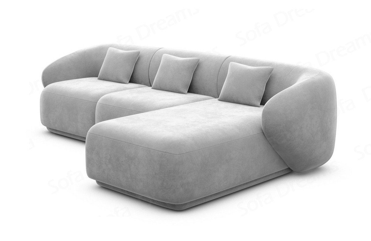 Ecksofa Sofa kurz mane Form Couch Dreams Loungesofa Samtstoff Sofa mit Polster L Design Marbella hellgrau84 Stoffsofa,