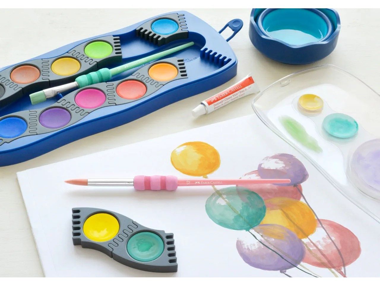 Faber-Castell Malpinsel Pinsel 4er Set Pastell mit Pinsel mit Soft-Touch-Griffstück, (4er Set)