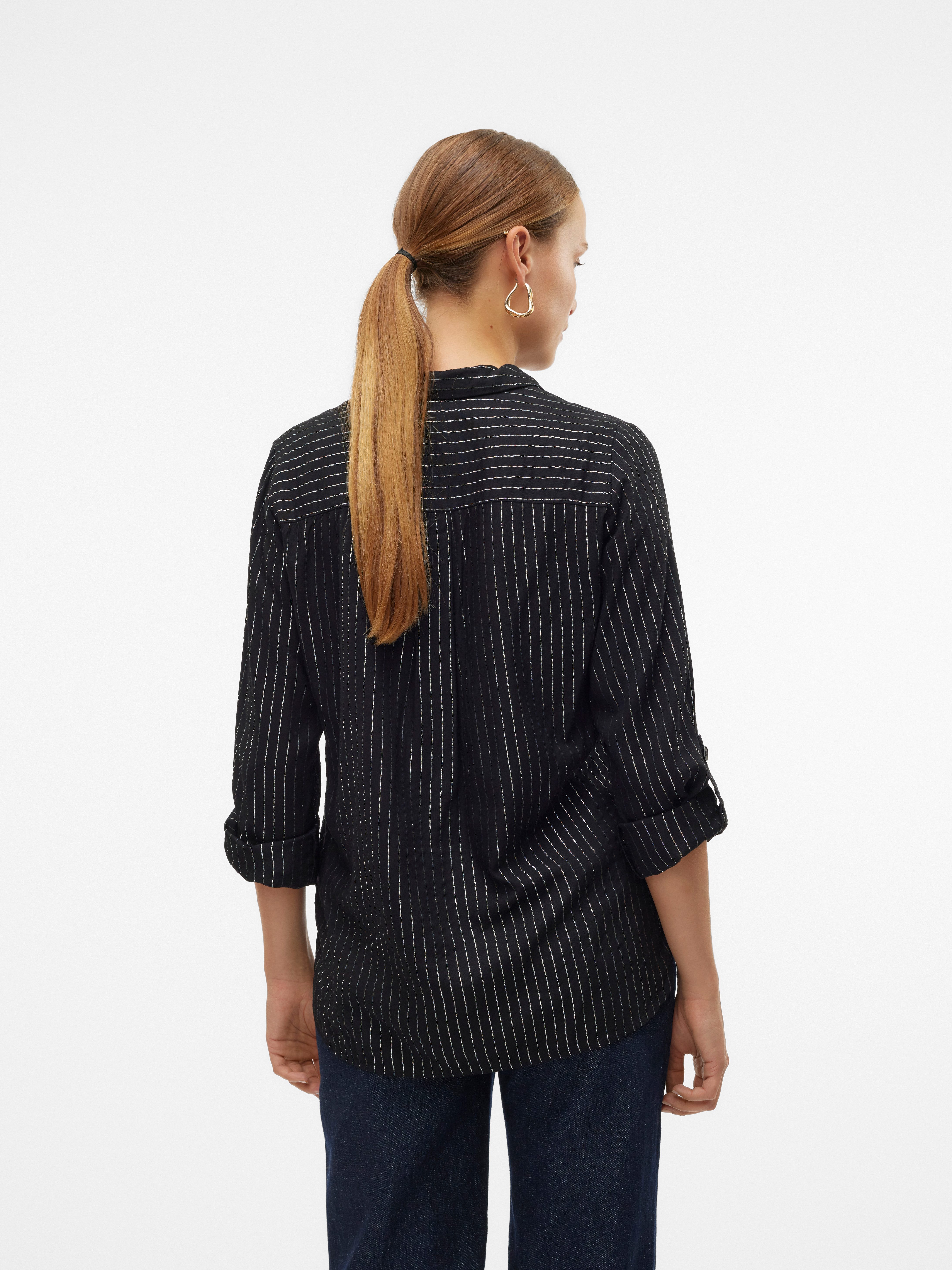 Vero Moda Hemdbluse VMBUMPY LS GLITTER SHIRT WVN GA NOOS mit Glitzereffekt