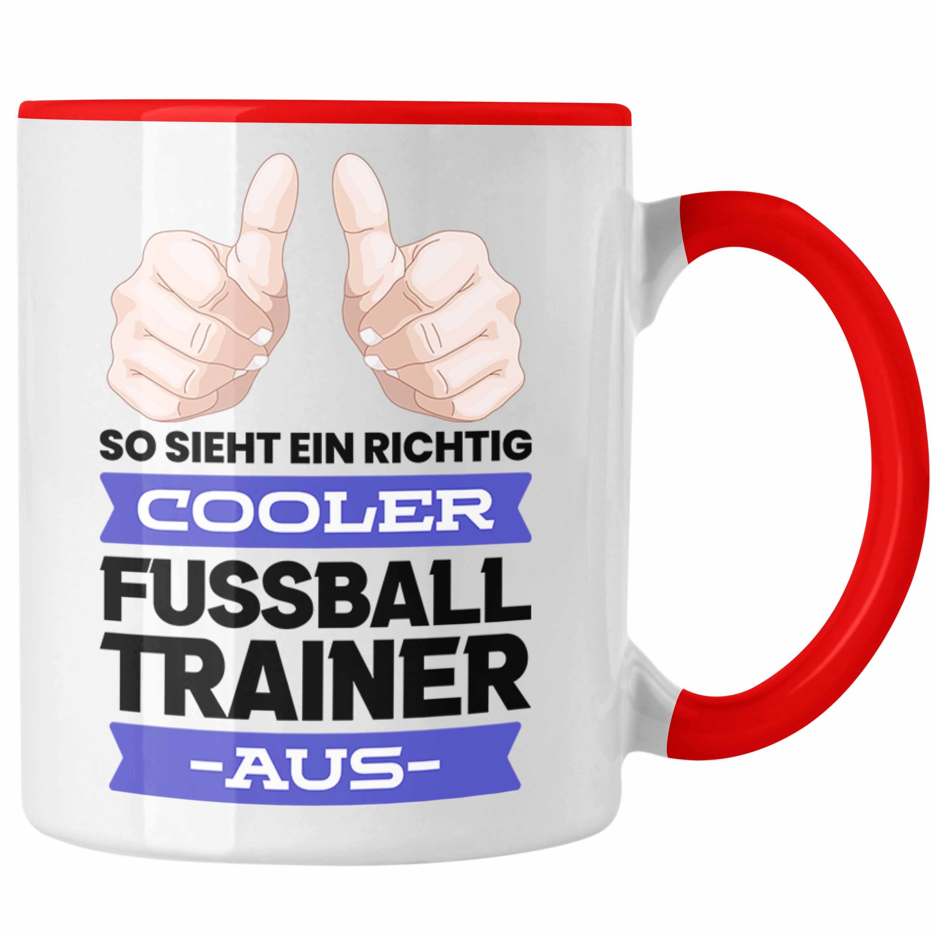 Trendation Tasse Trendation - Bester Tasse Spruch Geschenk Rot Geschenkidee Fussballtrainer Weihnachten Fußball Danke Geburtstag Coach