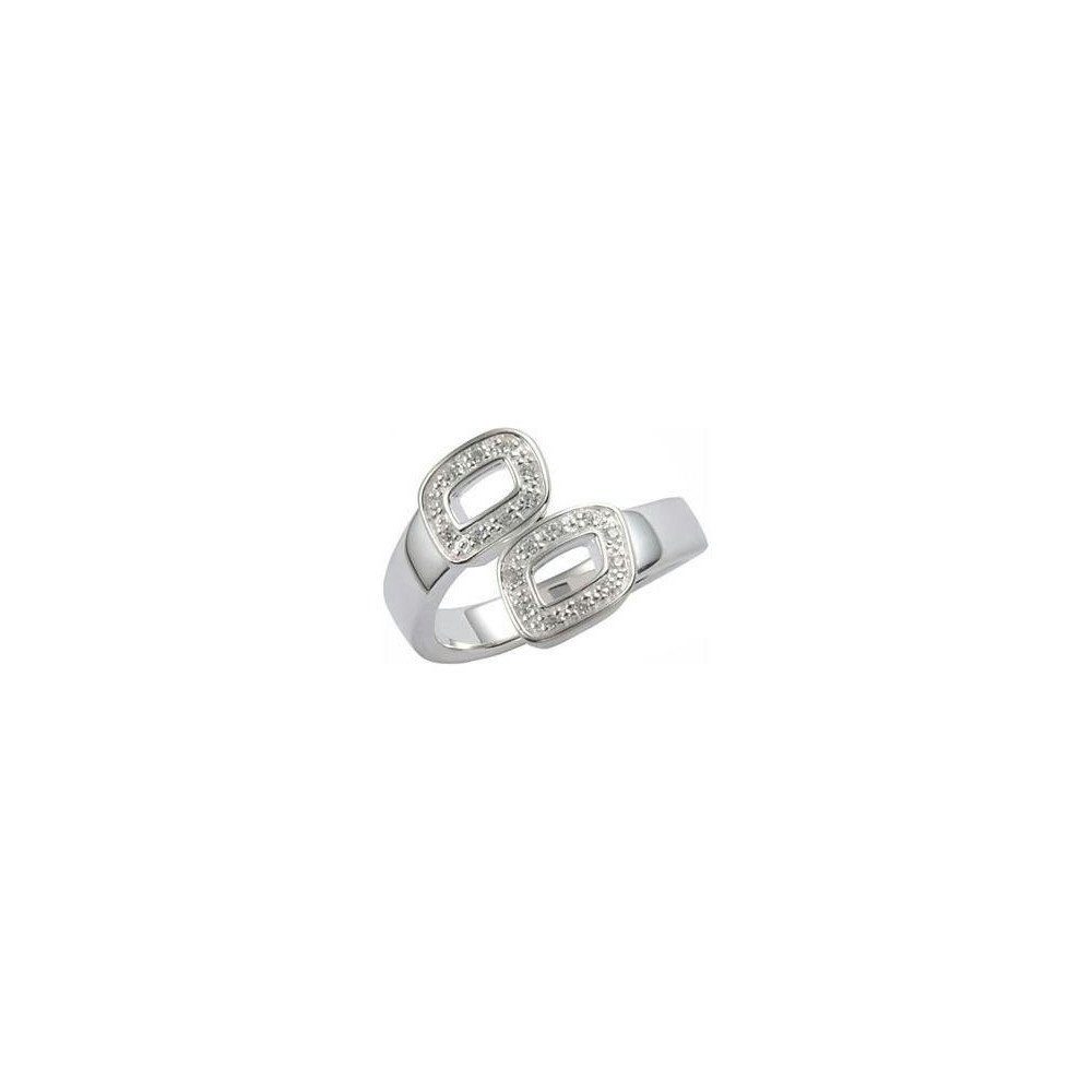 Fossil Fingerring Damenring 925er Sterlingsilber Zirkonia Gr. 53(16,9) JF13583040505, 925er Sterling Silber, offenes Design
