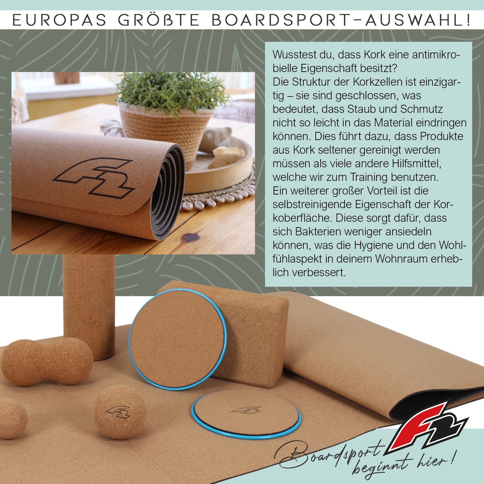 F2 Balanceboard F2 The Ultimate - Yoga Set 8-teilig (Yoga Matte, Korkbälle uvm)