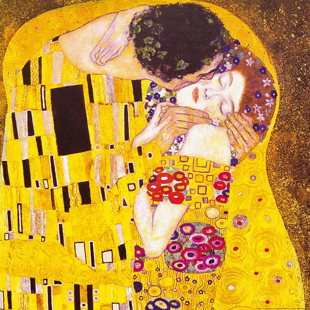 1art1 Poster Gustav Klimt Kunstdruck Bild - Der Kuss, 1908 (70 x 70 cm)