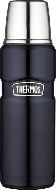 THERMOS Isolierflasche STAINLESS KING BEVERAGE BOTTLE, doppelwandiger Edelstahl, 0,47l, 12h heiß & 24h kalt, Twist & Pour Lid, Becher