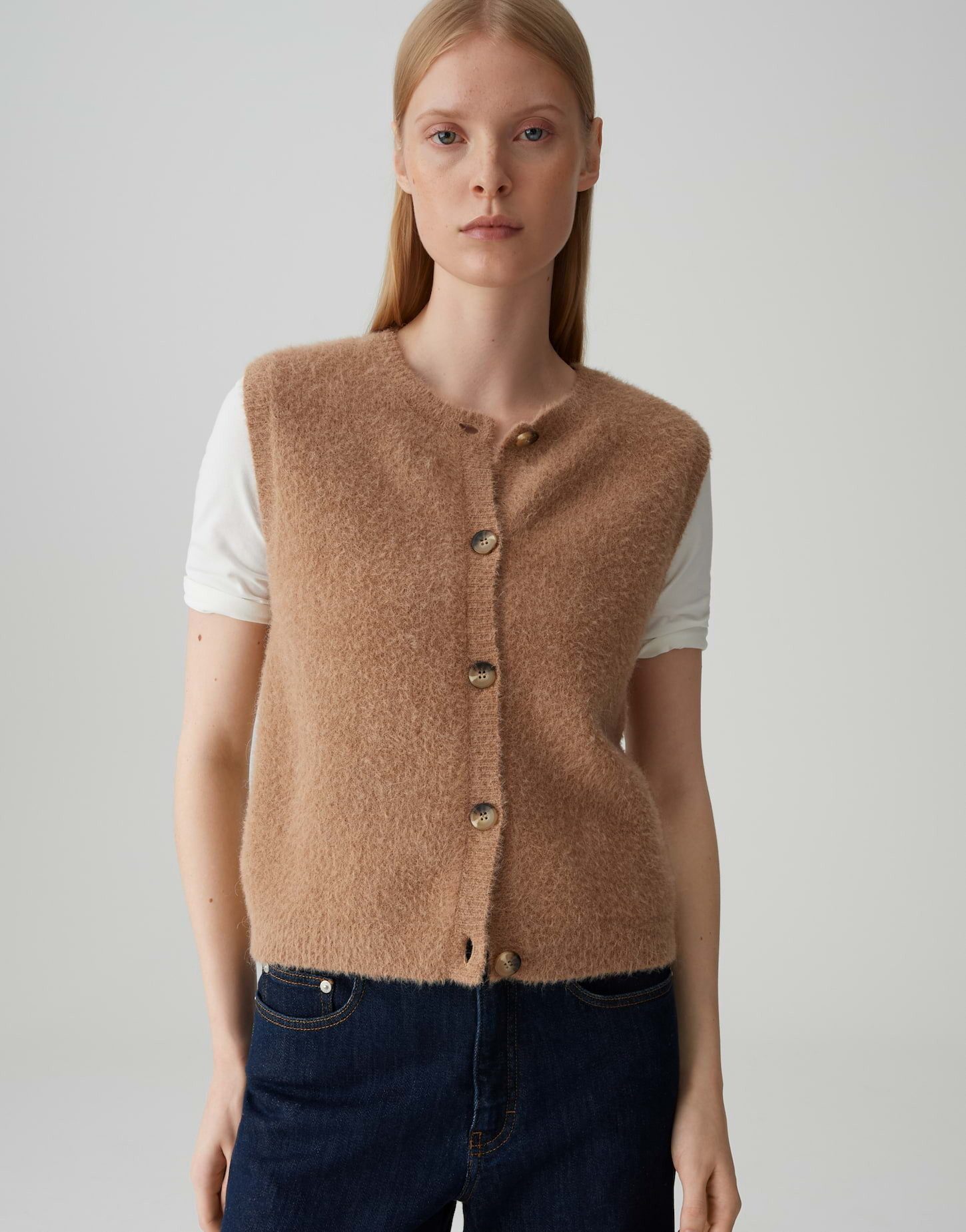 OPUS PANTS Strickweste PORAH Regular im Alpaka Wollmix Knopfleiste, flausch günstig online kaufen