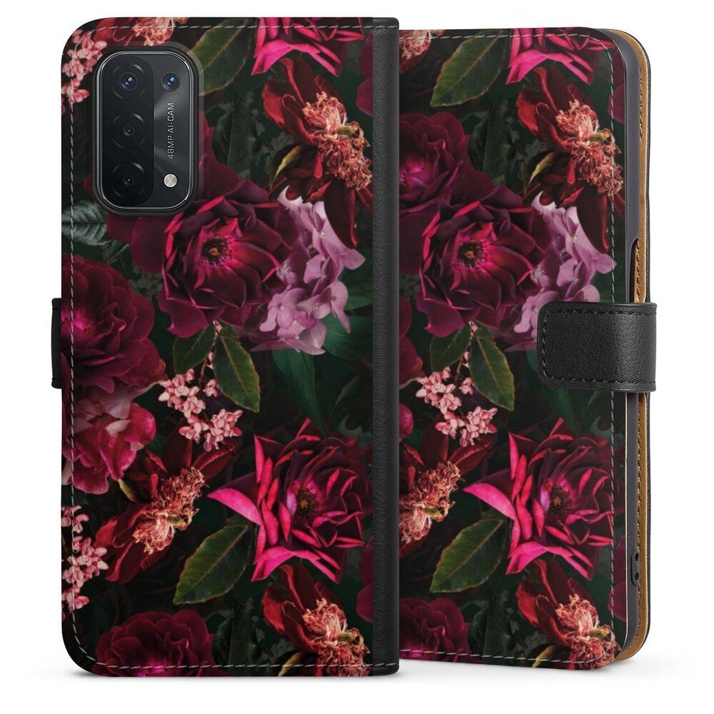 DeinDesign Handyhülle Rose Blumen Blüte Dark Red and Pink Flowers, Oppo A54 5G Hülle Handy Flip Case Wallet Cover Handytasche Leder
