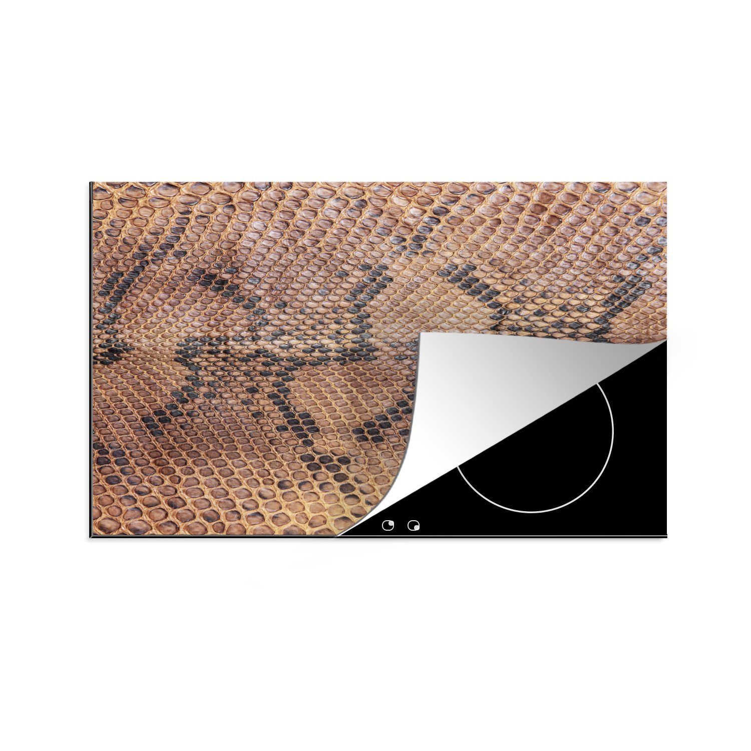 MuchoWow Herdblende-/Abdeckplatte Induktionsschutz - Leder - Braun - Tierhaut, Vinyl, (1 tlg), 81x52 cm, Induktionskochfeld Schutz für die küche, Ceranfeldabdeckung