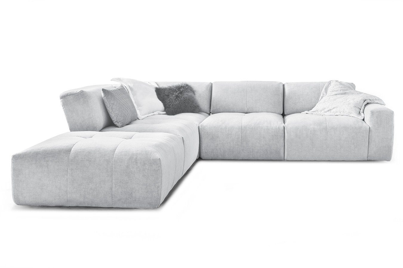 daslagerhaus living Big-Sofa Ecksofa Paddy Stoff silber