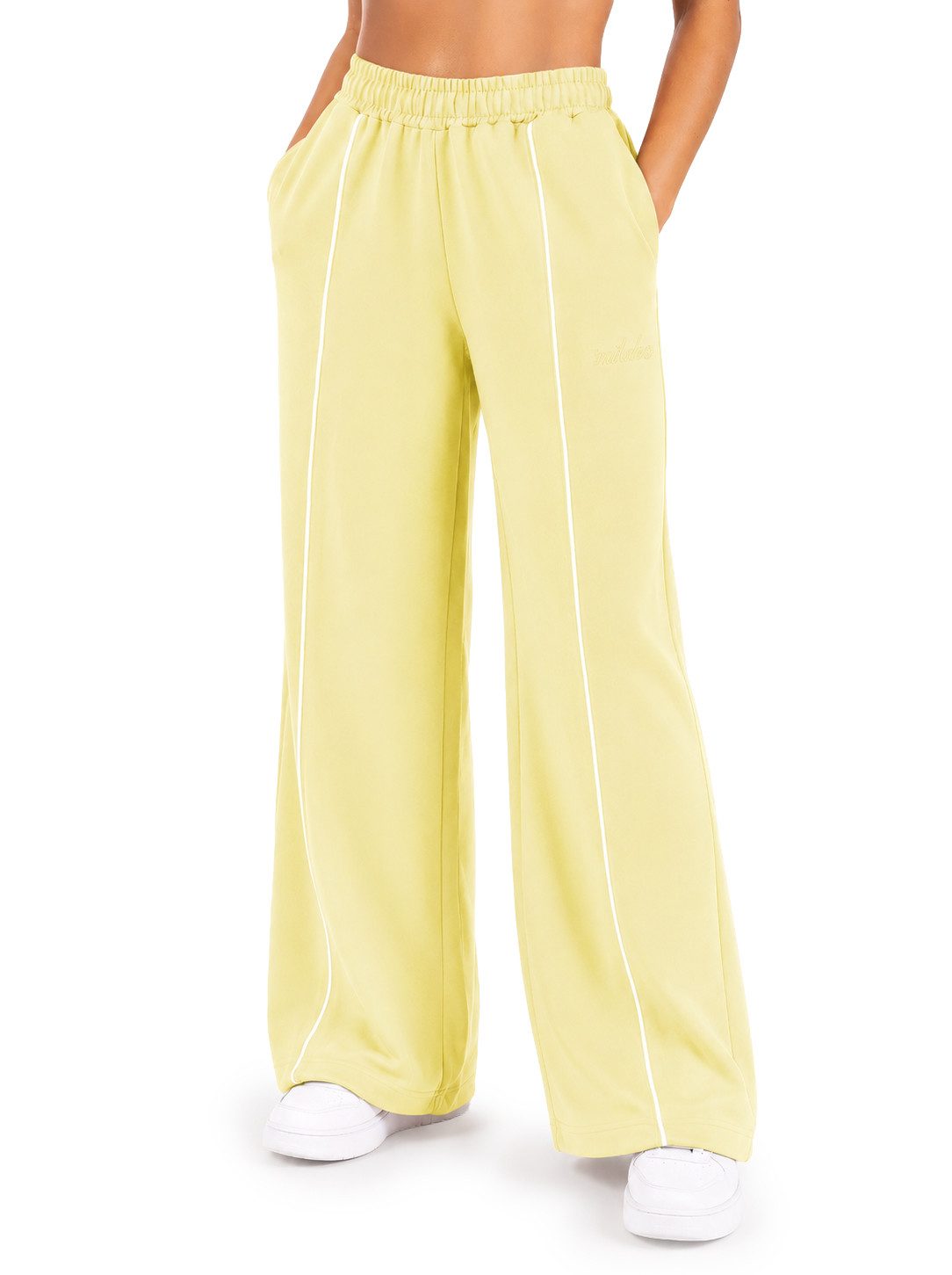 Smilodox Jogginghose Veyt Damen, Sweatpants aus Baumwolle, Sporthose Loose Fit Wide Leg, Verstellbarer Tunnelzug, Langer Schnitt, für Sport & Alltag