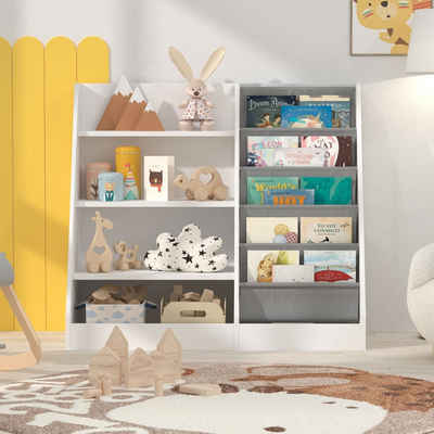 radelldar Bücherregal Kinderregal Spielzeugablage mit 5 Ablage und 4 offenen Fächern