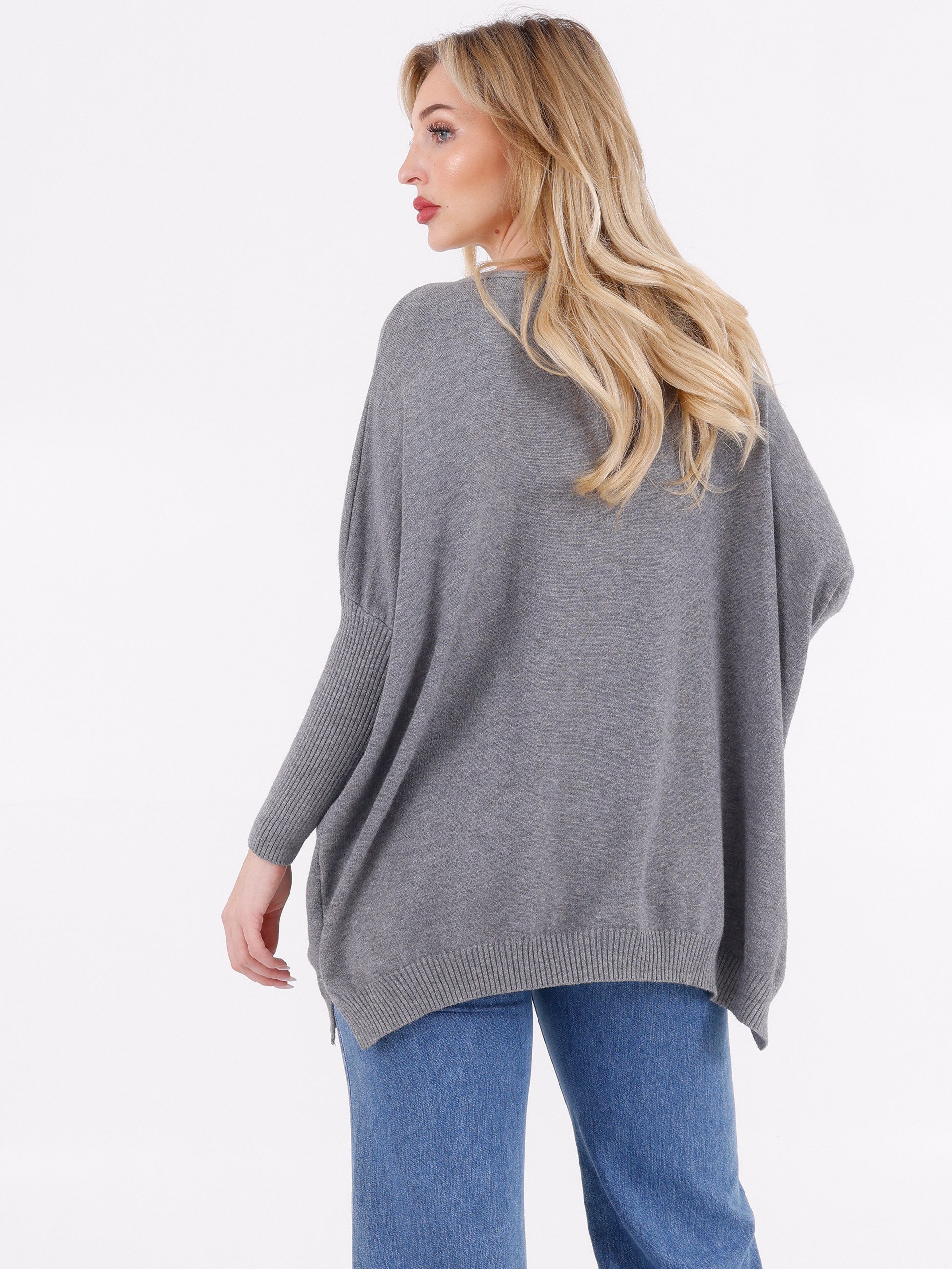 YC Fashion & Style Longpullover Oversized Strickpullover mit Taschen – One Size (34-42) (1-tlg) in Unifarbe