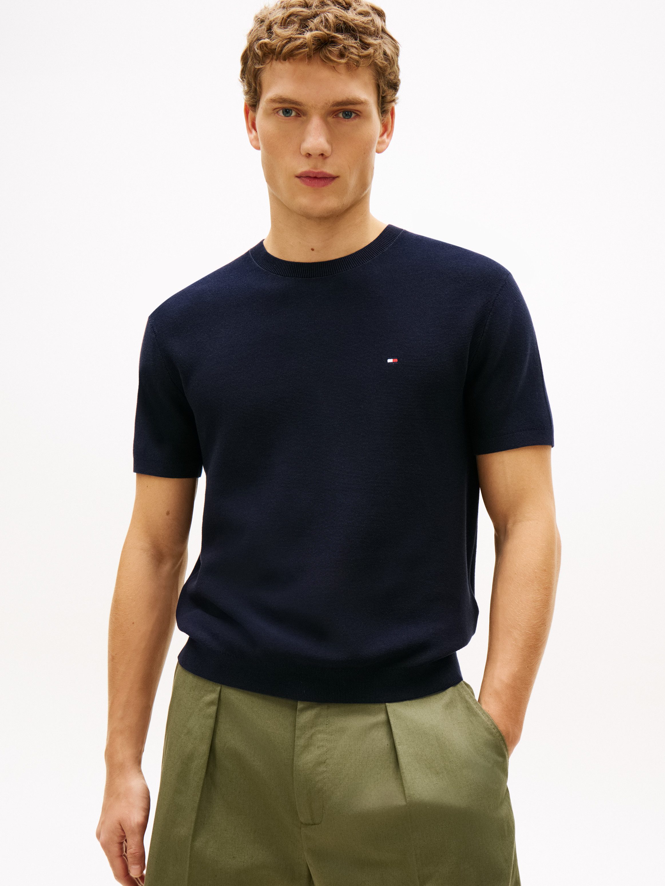 Tommy Hilfiger Kurzarmpullover COOL TOUCH STRUCTURE Relaxed Fit, aus Strick günstig online kaufen