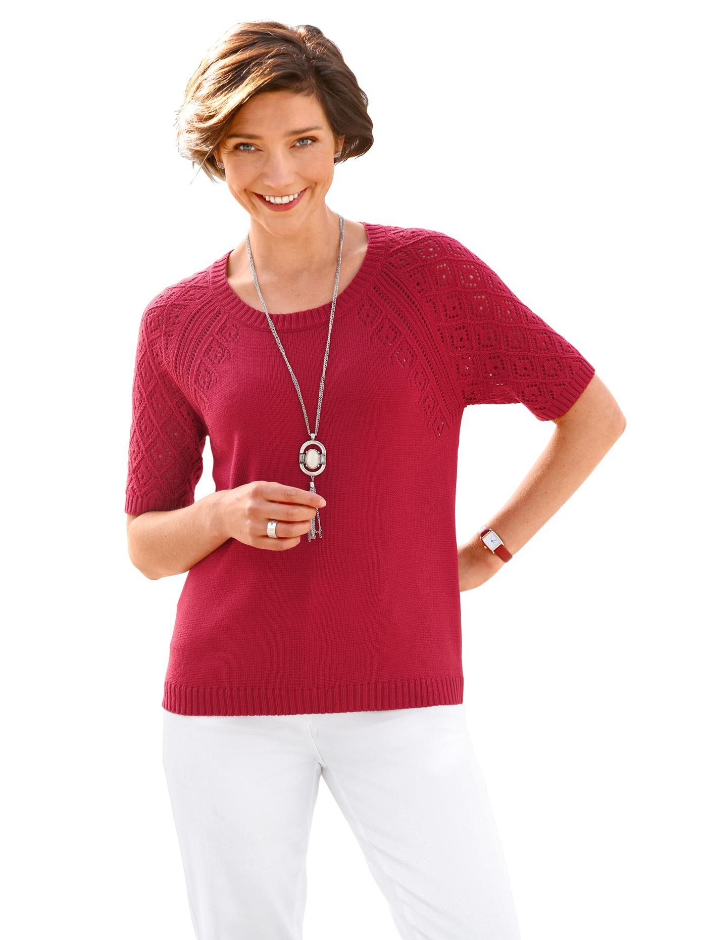 Damen Pullover Classic Basics Kurzarmpullover Pullover