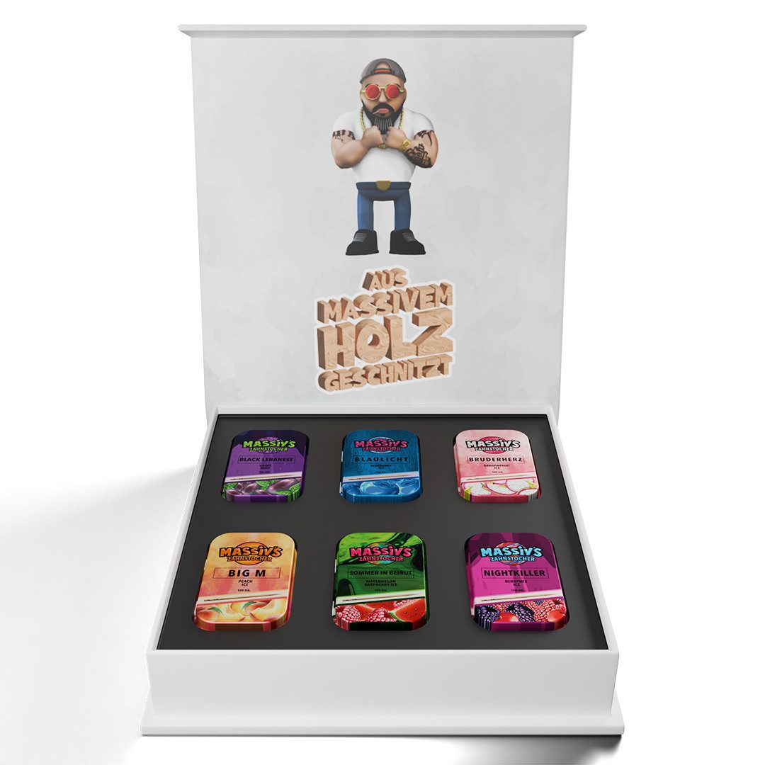 Wunder Zahnstocher Mundpflegecenter Massiv's Zahnstocher - Zahnstocher mit Geschmack – 6er Set Geschenkbox, Zahnstocher mit Geschmack, Zahnstocher mit Geschmack