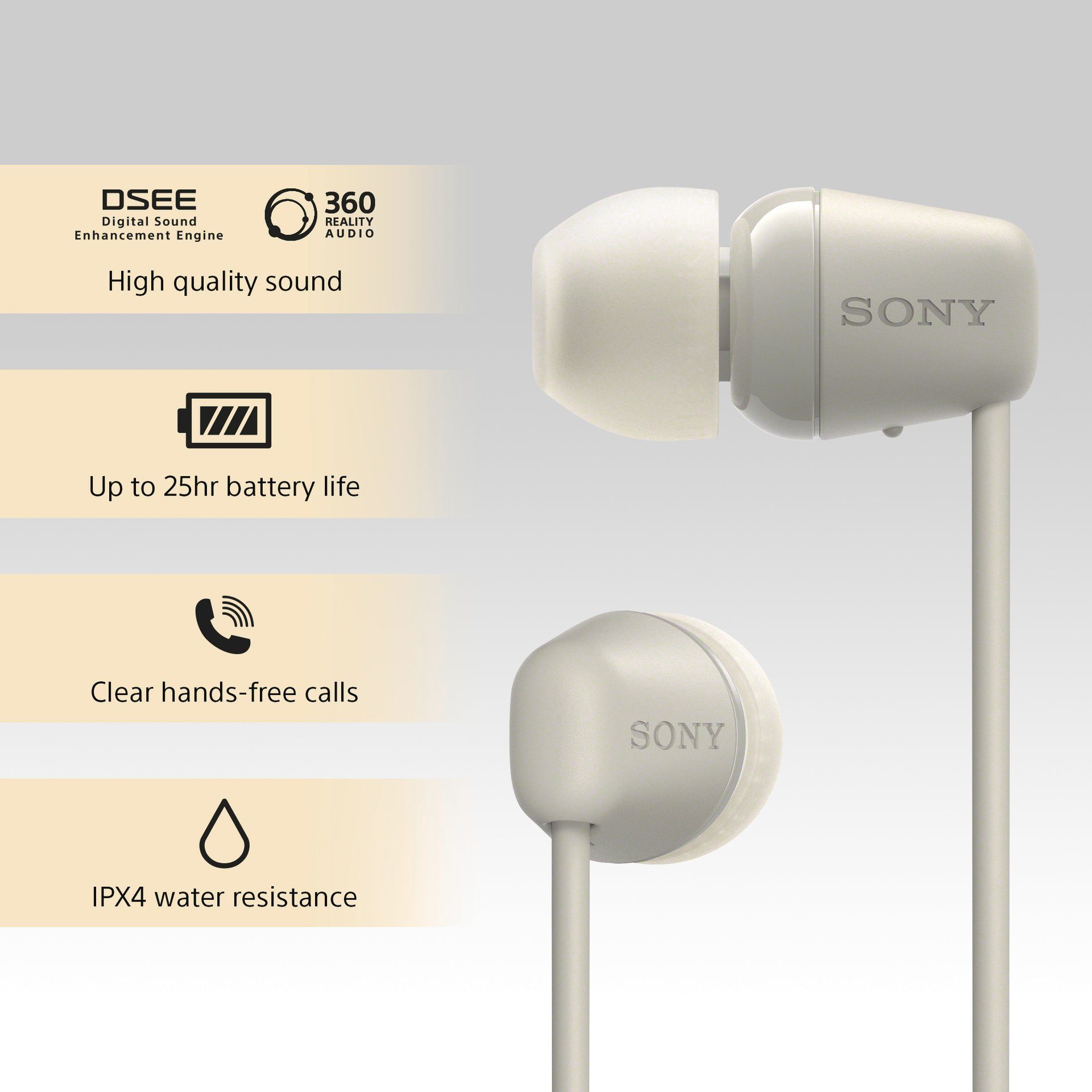 Sony In-Ear Kopfhörer WI-C100 beige (Sprachsteuerung) In-Ear-Kopfhörer