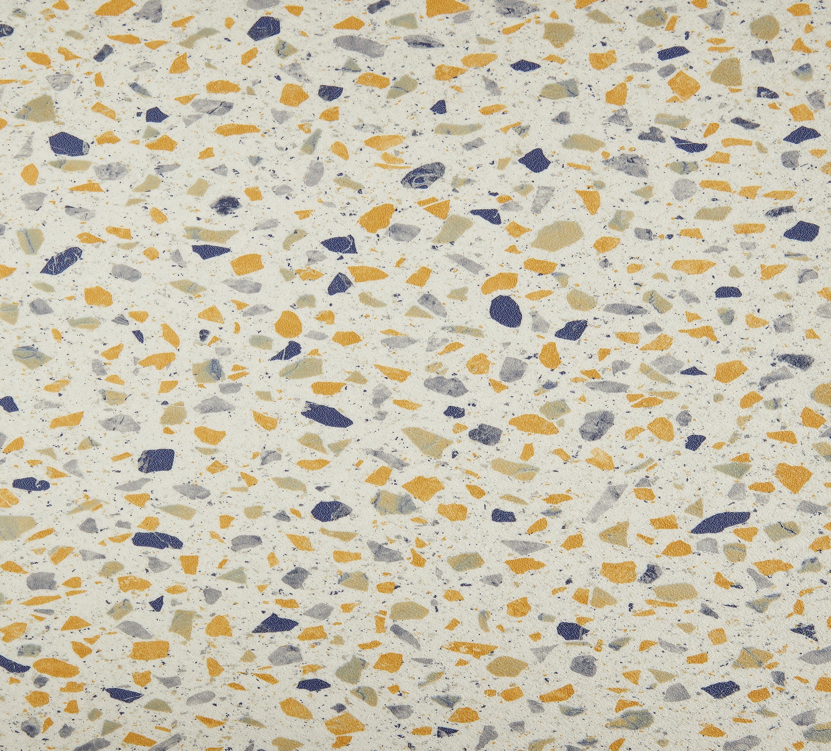 Andiamo Vinylboden Mosaik- und Granitoptik, PVC Bodenbelag Meterware Breite 200 cm oder 400 cm, Stärke 2,5 mm Allover gelb-blau