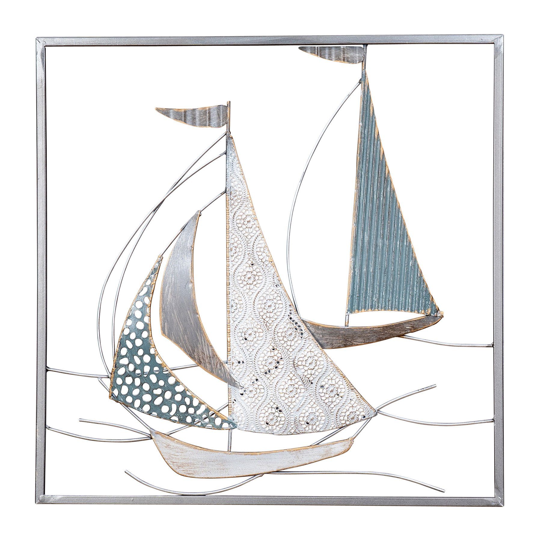 Levandeo® Wandbild, Metallbild 50x50cm Segelboot Wandbild günstig online kaufen