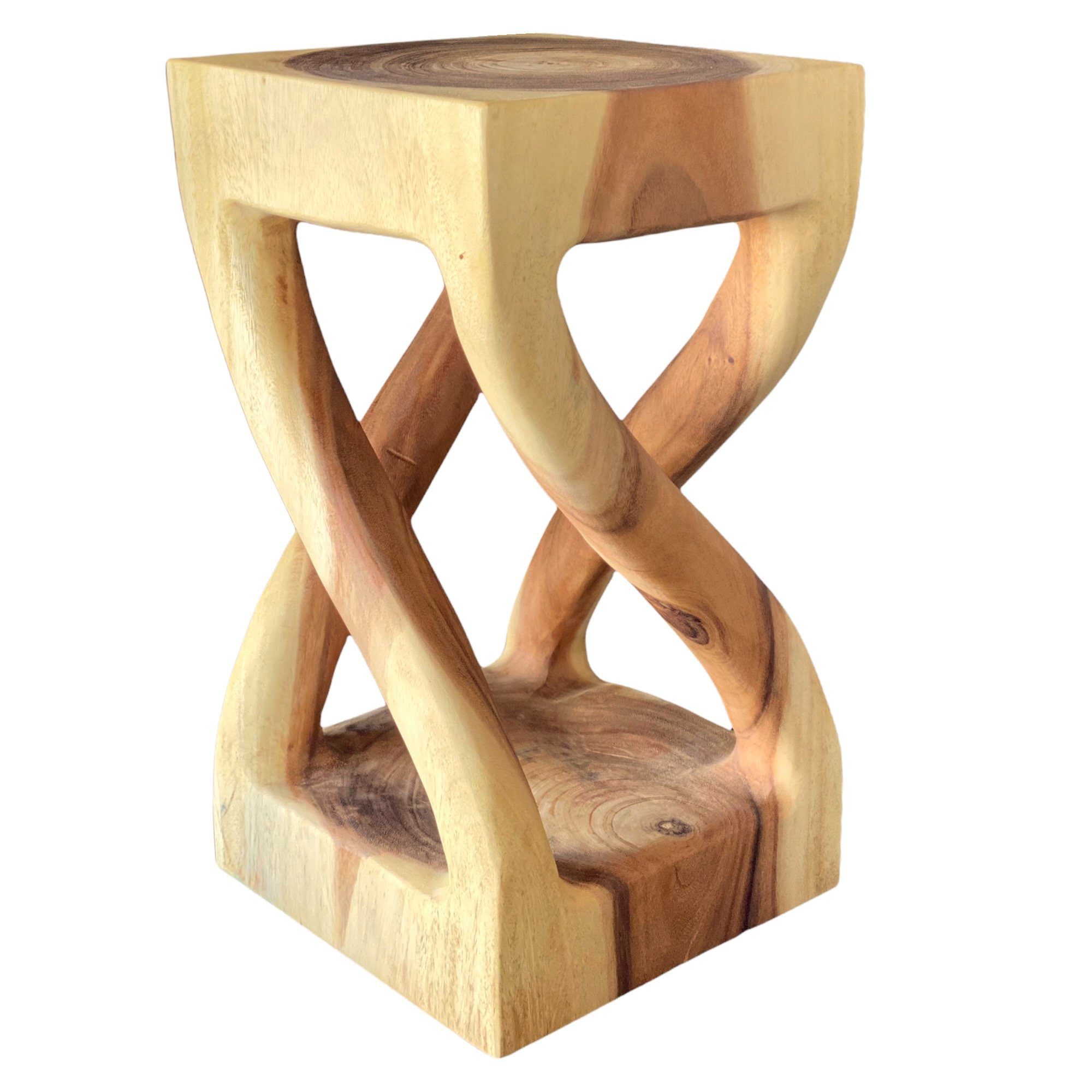 FaHome Beistelltisch Holz: Handgefertigter, Vielseitiger & Hochwertiger Holzhocker, (50cm x 28cm x 28cm) Massiv | Ablagetische