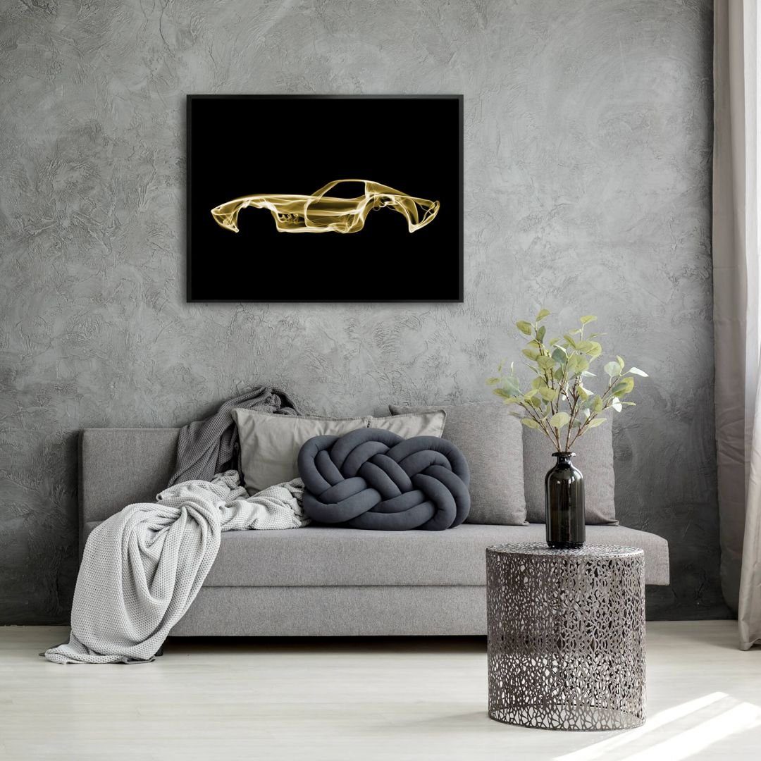 K&L Wall für Nebel Die Kult Art modern, Mielu Poster Rennwagen, Wandbild hochweiße Neon Retro Wohnzimmer brillante Auto matte, Streets Materialoberfläche eine Farbwiedergabe sorgt Poster