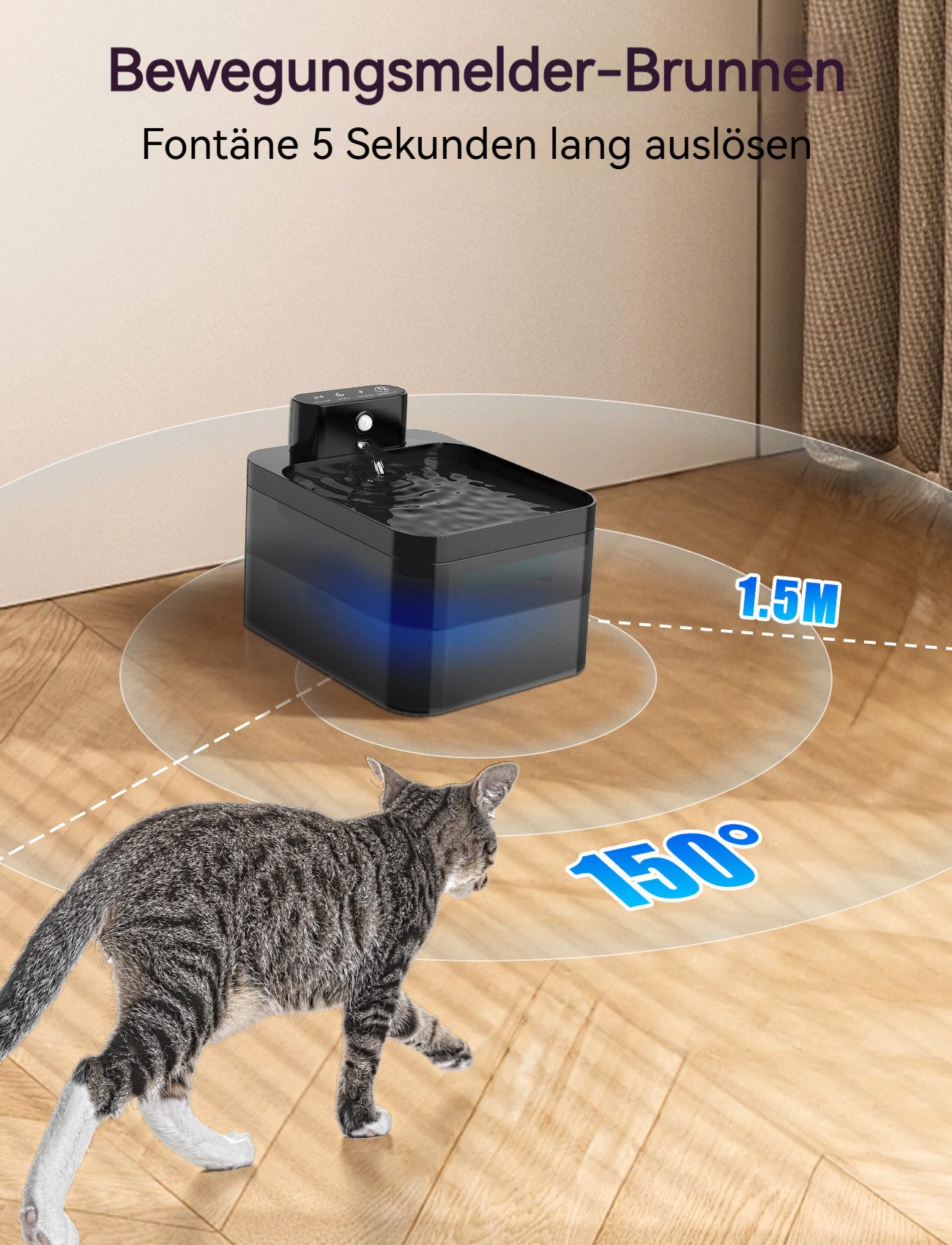 BlingBin Trinkbrunnen Katzenbrunnen Kabellos, 2.2L Wasserspender günstig online kaufen