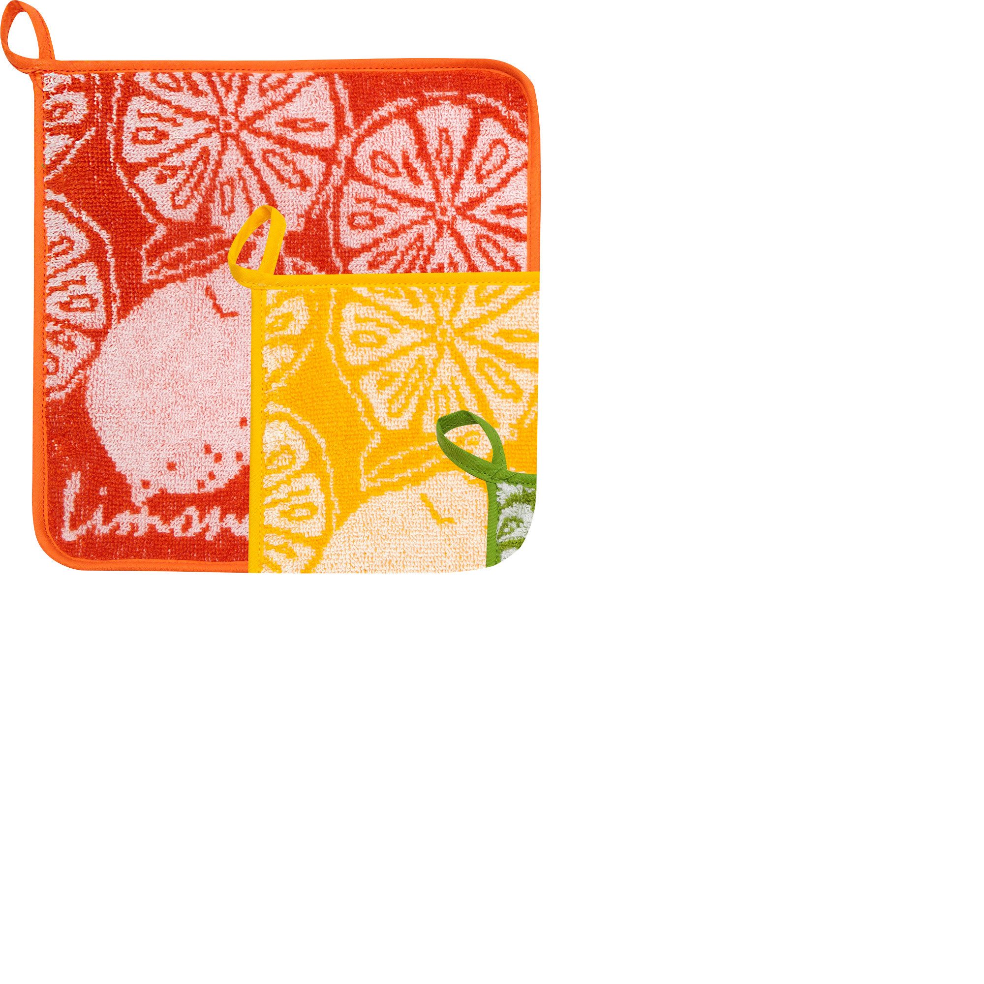 Kracht Kochschürze Topflappen "Limoncello" 3er-Pack, Frottier Motiv