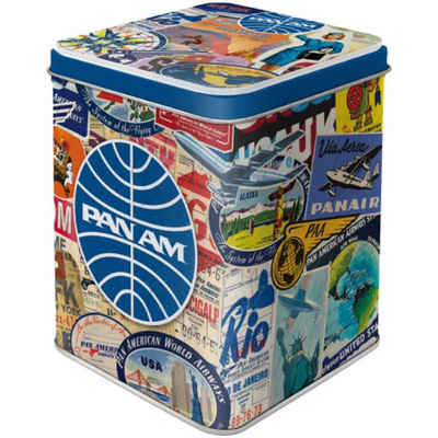 Nostalgic-Art Teedose Pan Am - Travel Collage, Stahlblech, mit Scharnierdeckel